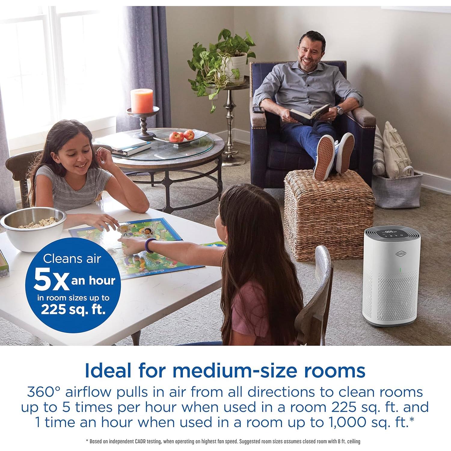 Purificador de Aire Clorox Smart, Filtro True HEPA, Hasta 93 m²