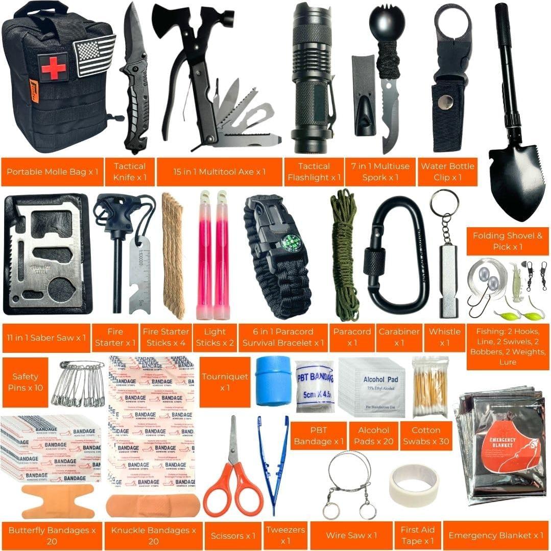 Kit de Supervivencia GunZee 175 Piezas con Primeros Auxilios