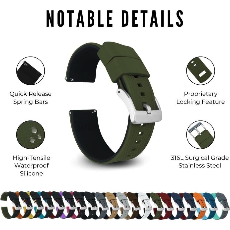 Correa de Silicona Elite Barton 18mm - Liberación Rápida