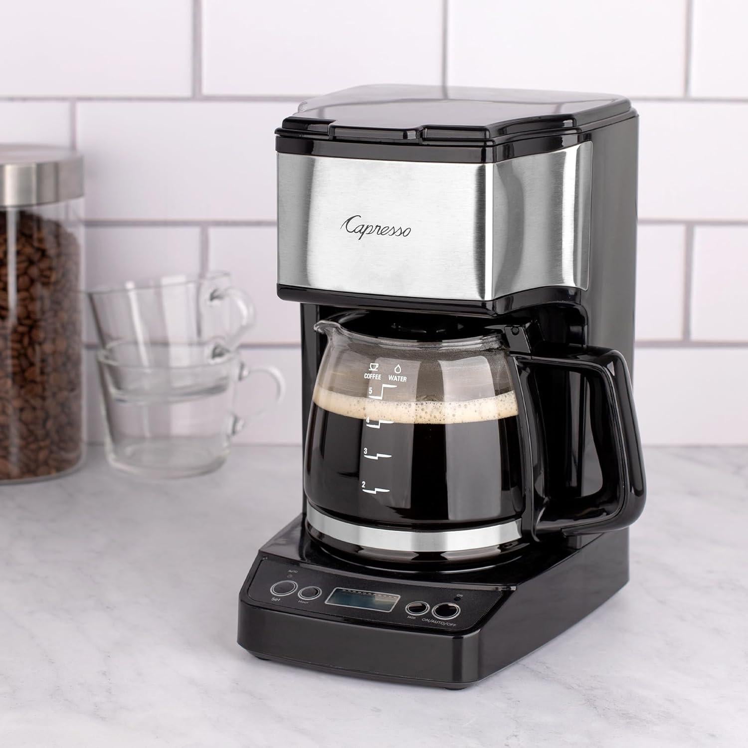 Cafetera de Goteo Mini Capresso 5 Tazas Negra Acero