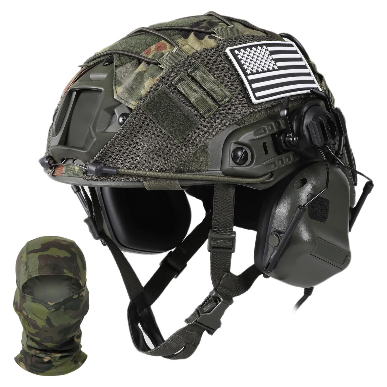 Casco Táctico Tumhuts TUM001-SETA con Auriculares y Máscara