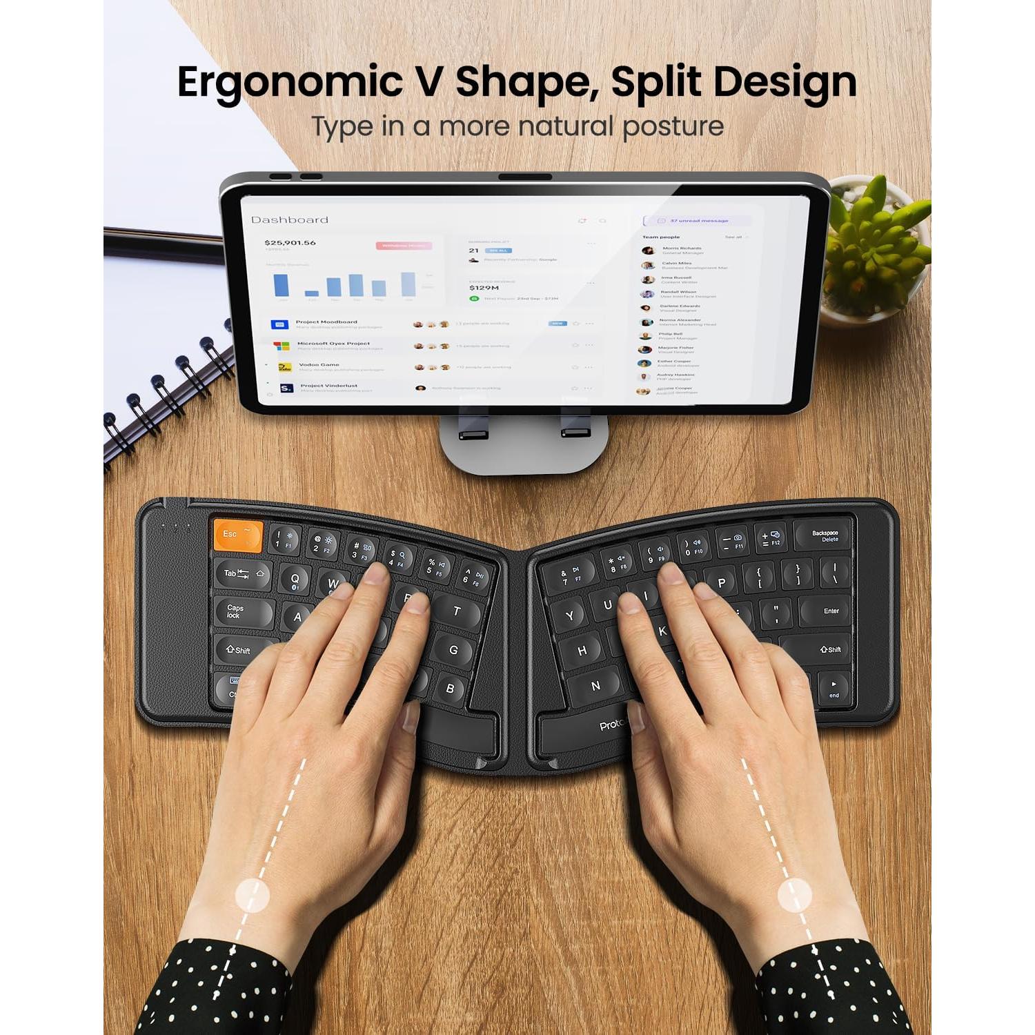 Combo Teclado Mouse Plegable Ergonómico ProtoArc XKM03 Negro