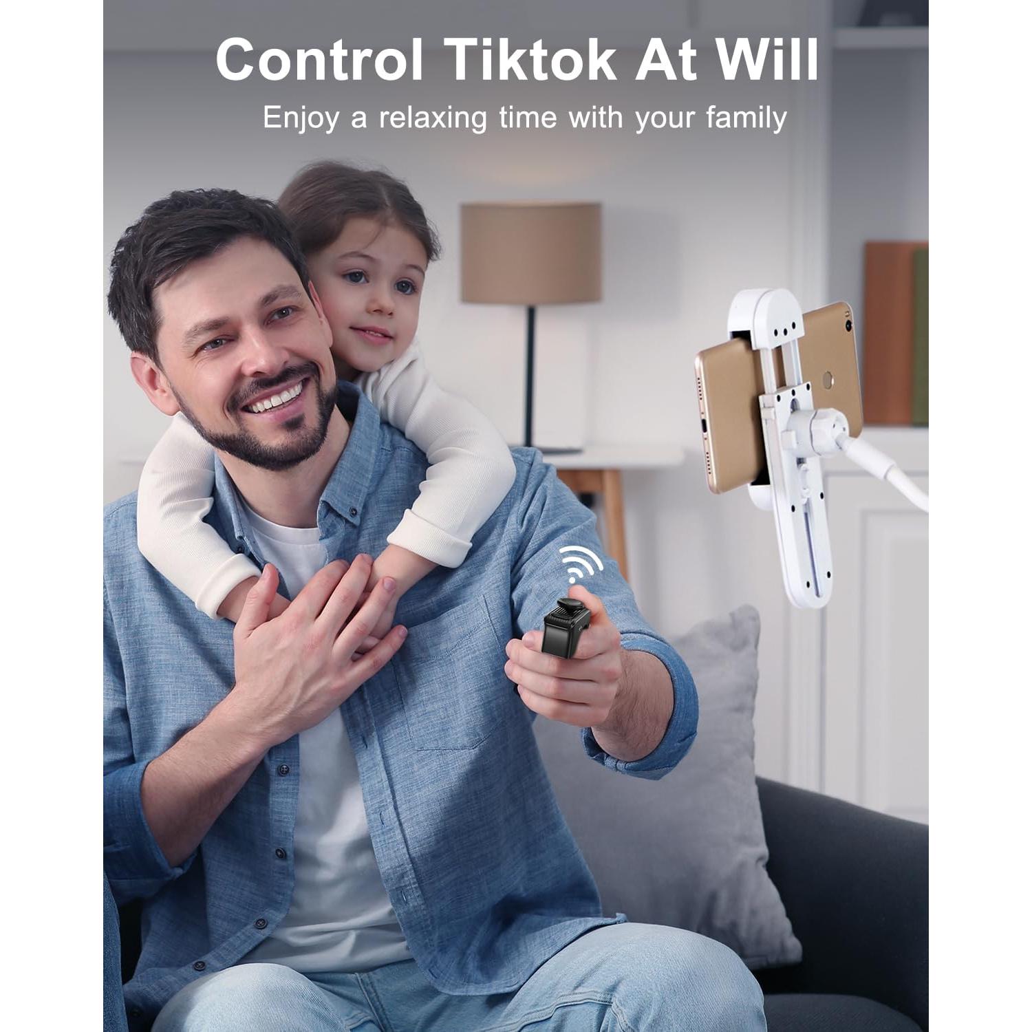 TikTok Scrolling Ring Remote Control, Camera Shutter Remote, Wireless Bluetooth Scrolling Ring for iPhone, iPad, iOS, Android - Black