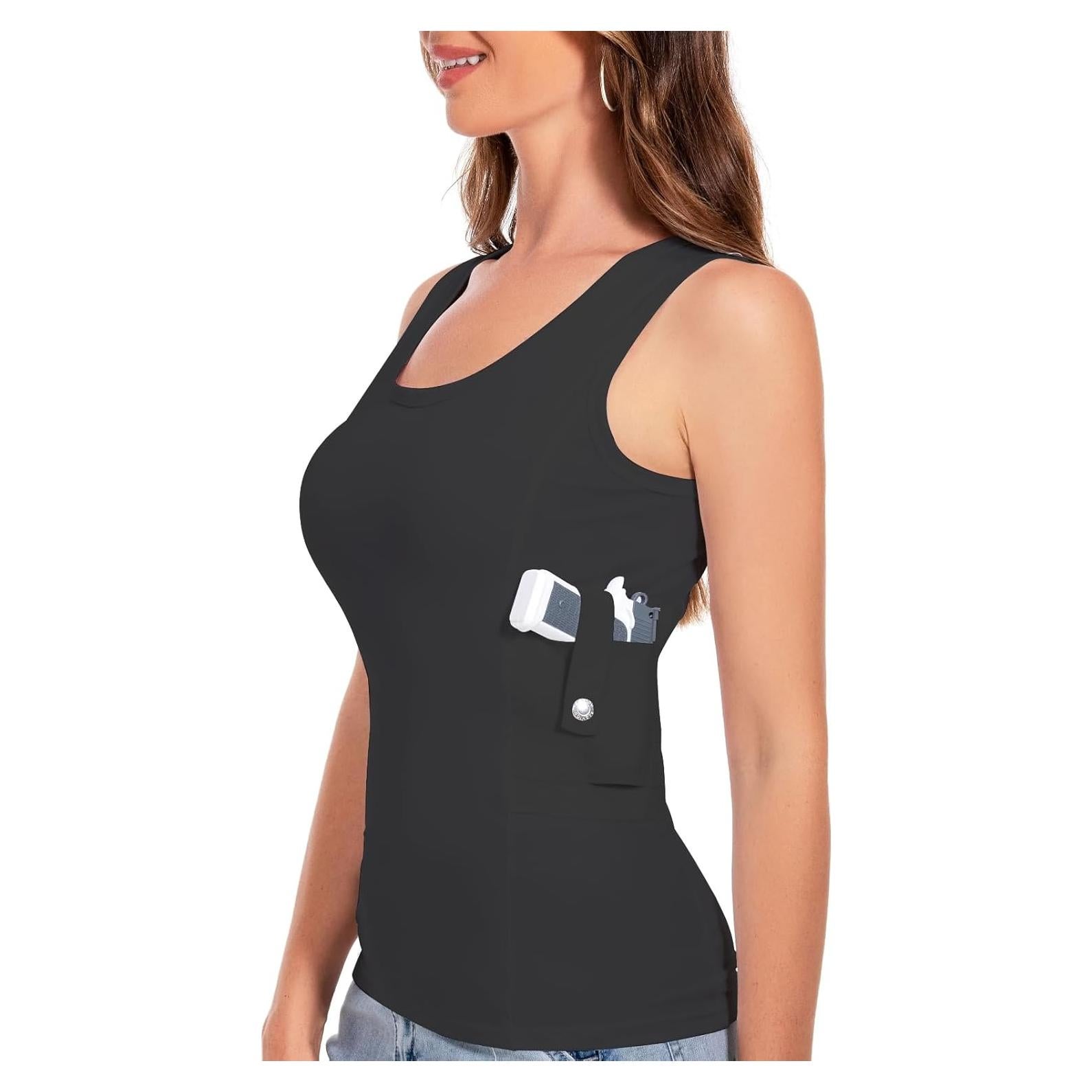 Top de tanque oculto Libosheng XS Negro - Camiseta táctica