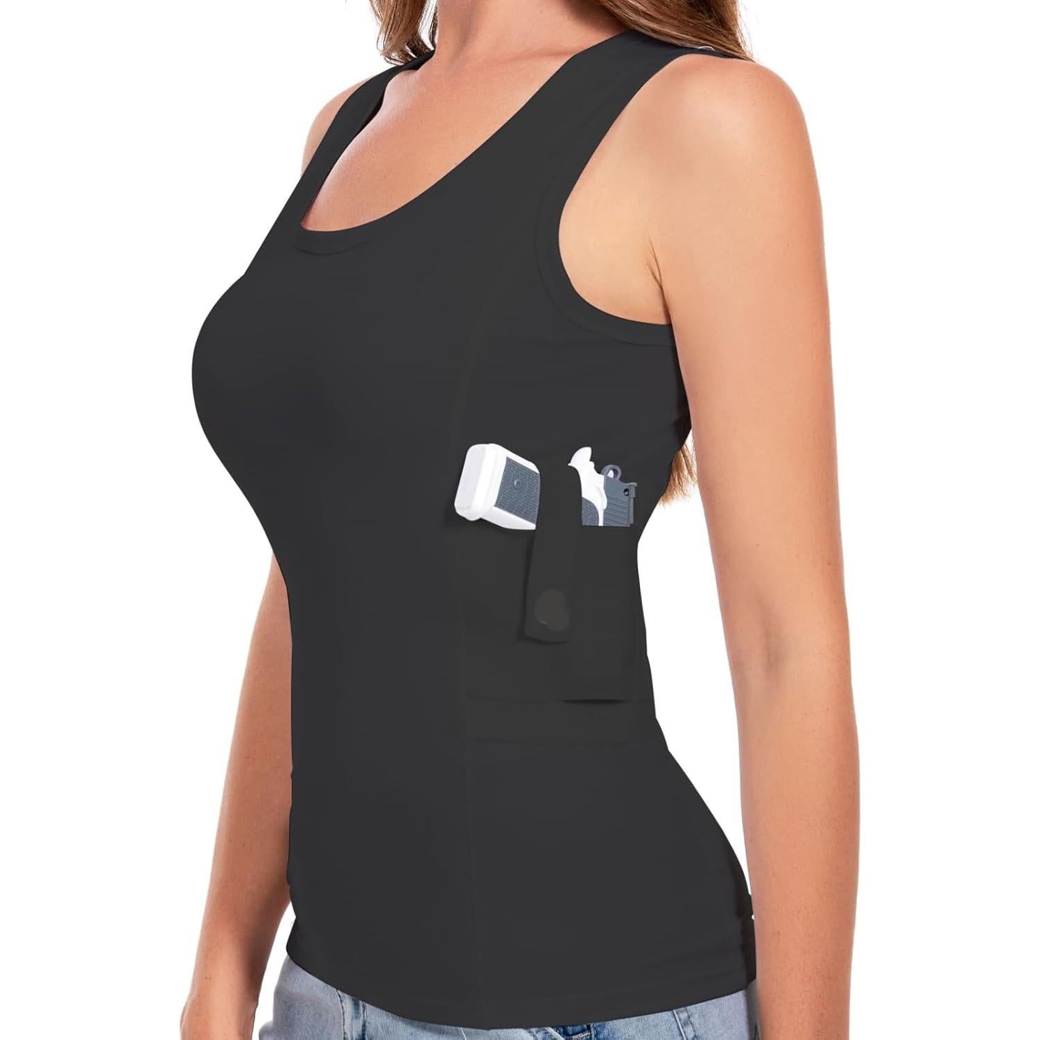 Top de tanque oculto Libosheng XS Negro - Camiseta táctica