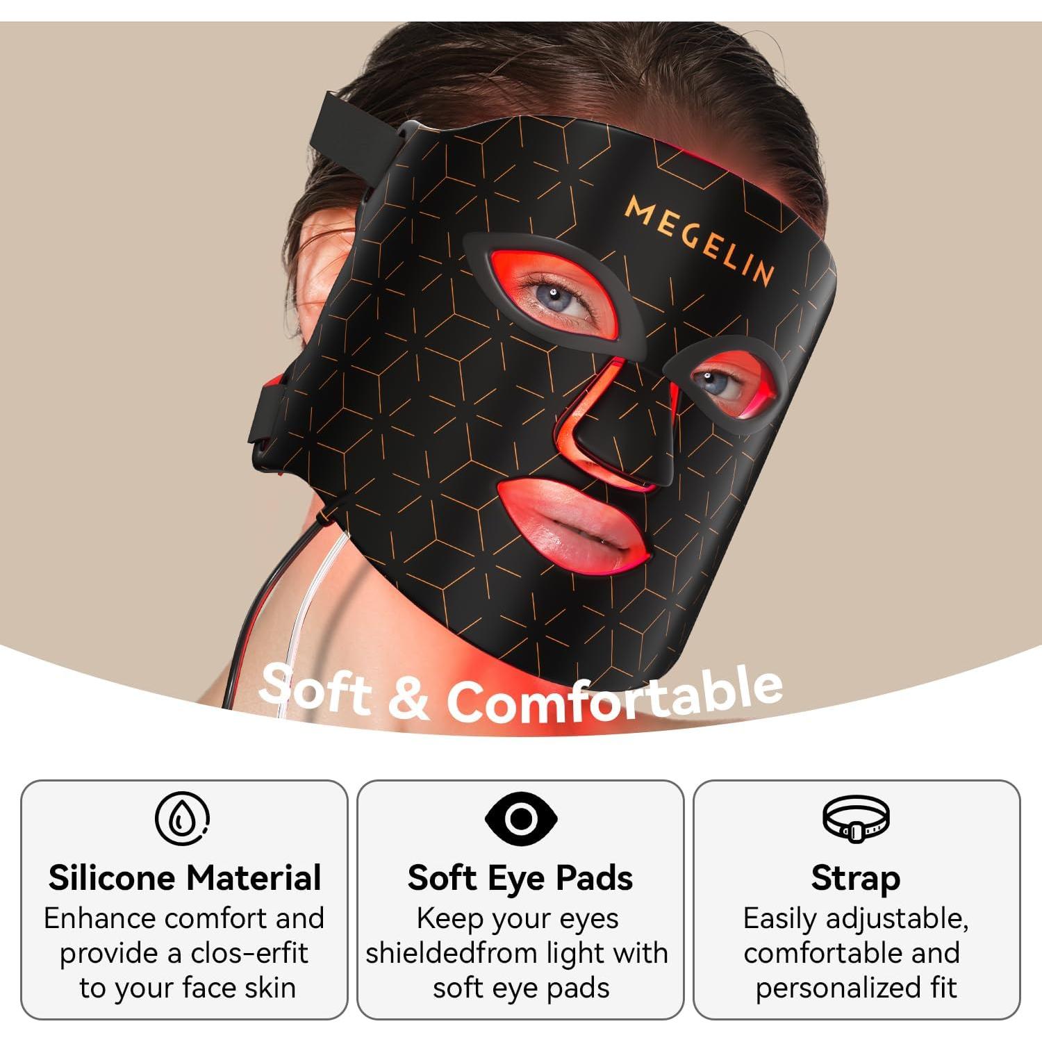 Máscara Facial LED MEGELIN 7 Colores Terapia Luz Rejuvenecedora