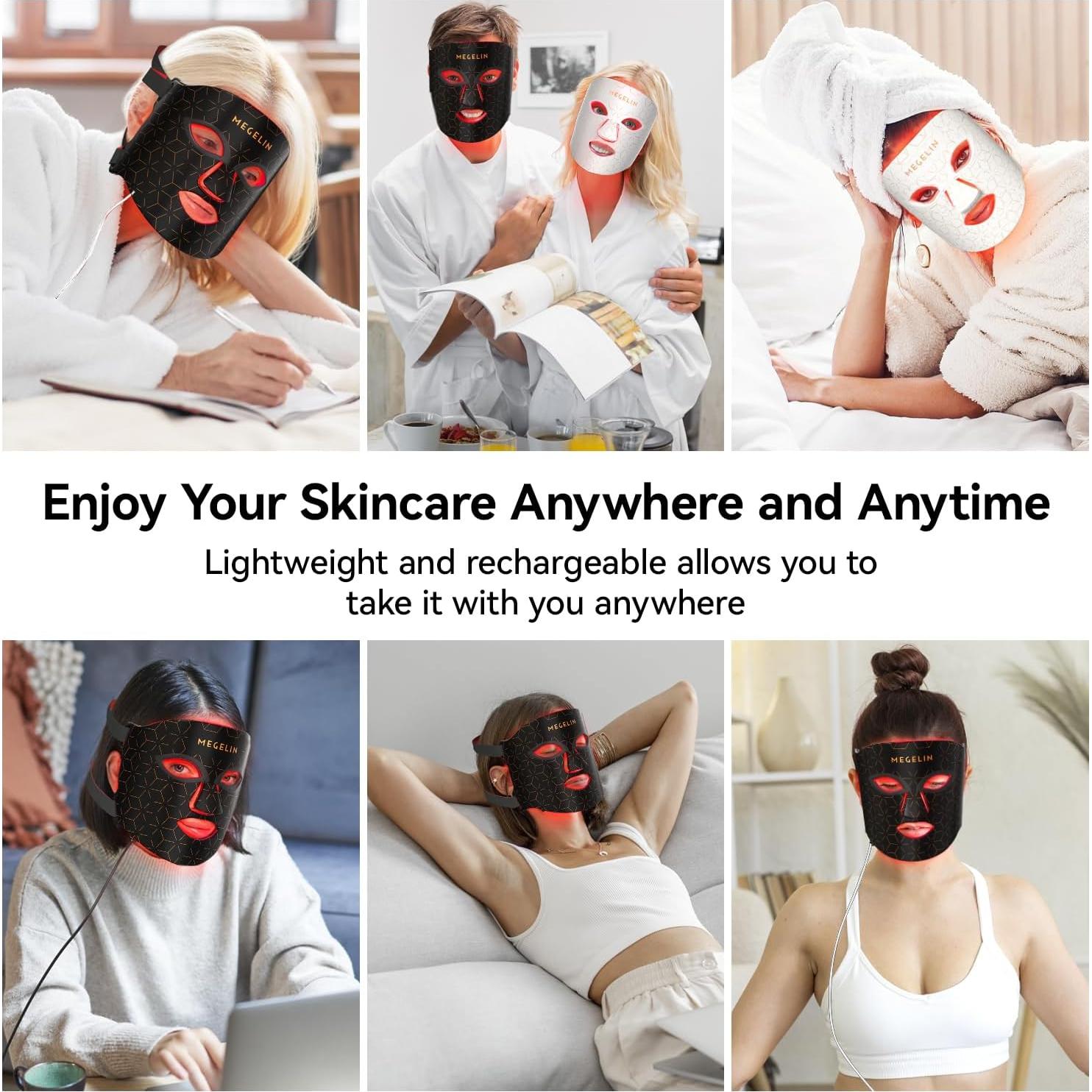 Máscara Facial LED MEGELIN 7 Colores Terapia Luz Rejuvenecedora