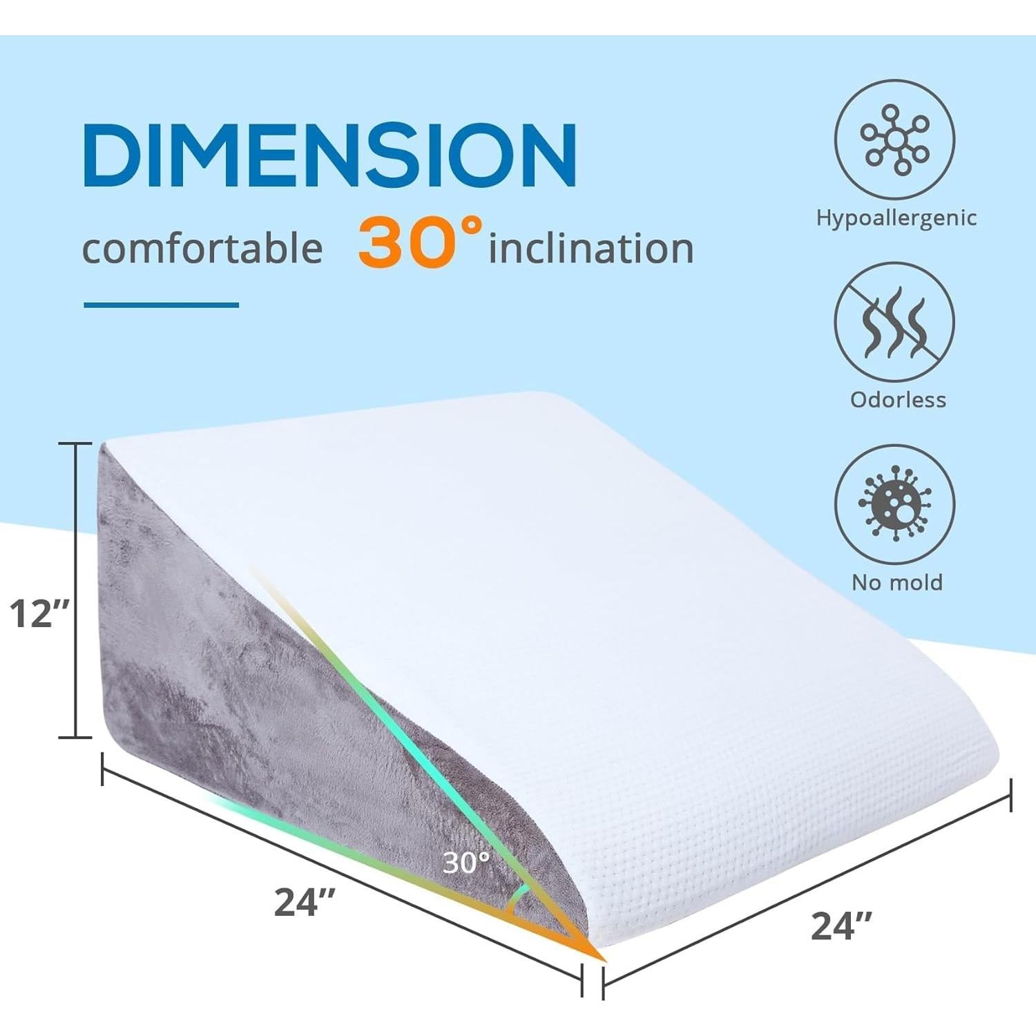 Almohada en Cuña Sasttie Espuma con Memoria 30 cm Gris