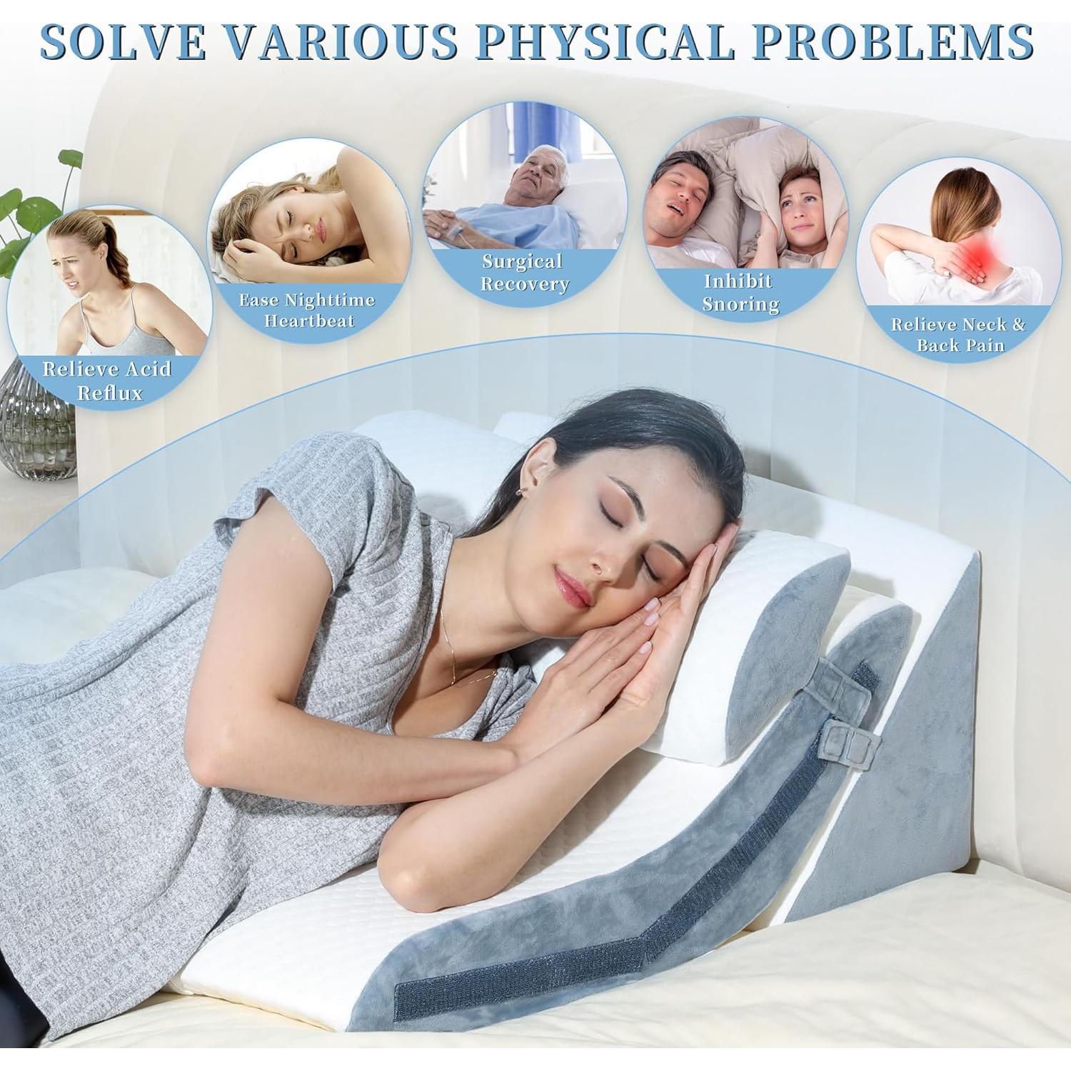 Almohada Cuña Ajustable FSCGIFE 20-en-1 para Reflujo y Dolor