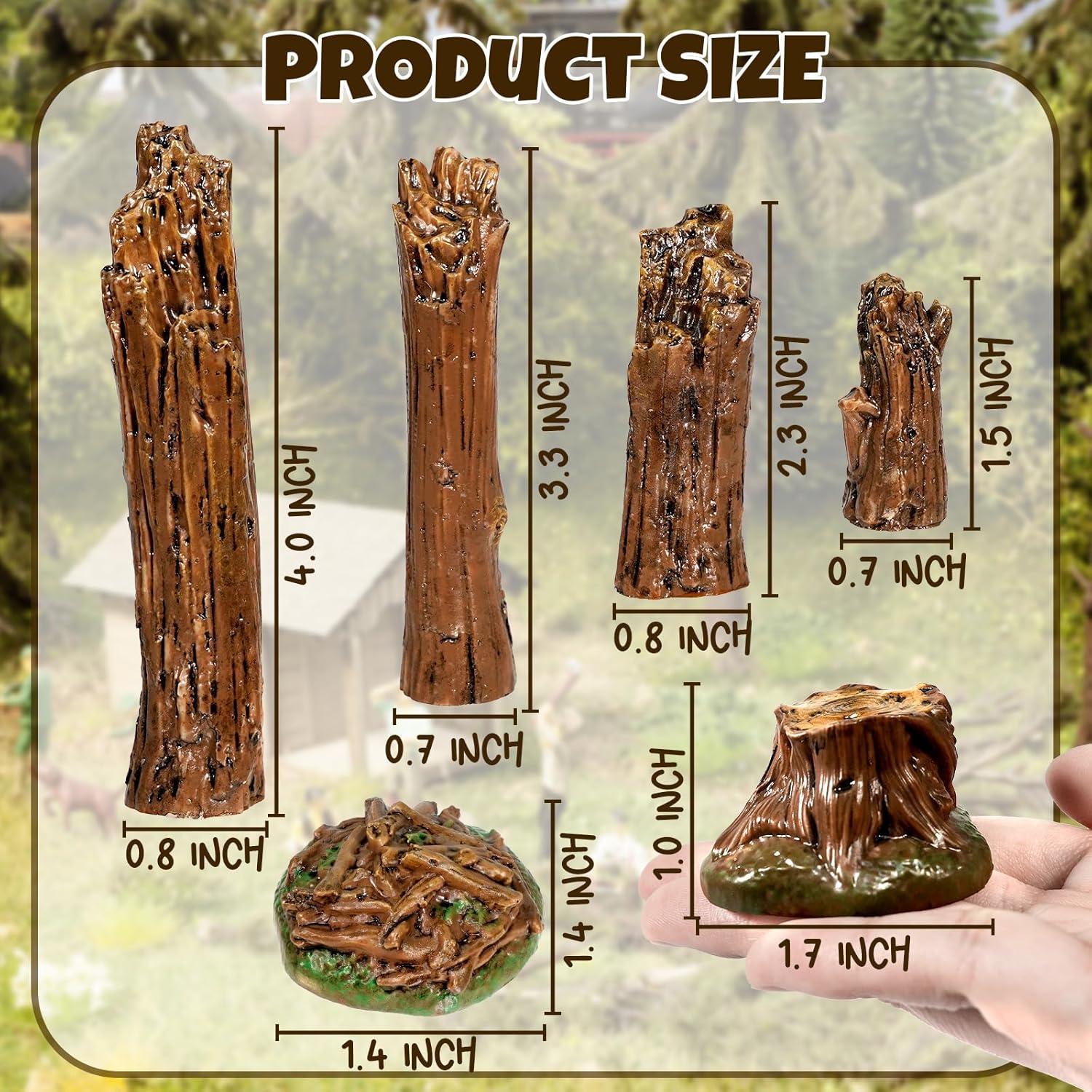 Adornos de Jardín Miniatura Warmtree - 6 Figuras de Roca y Tocón