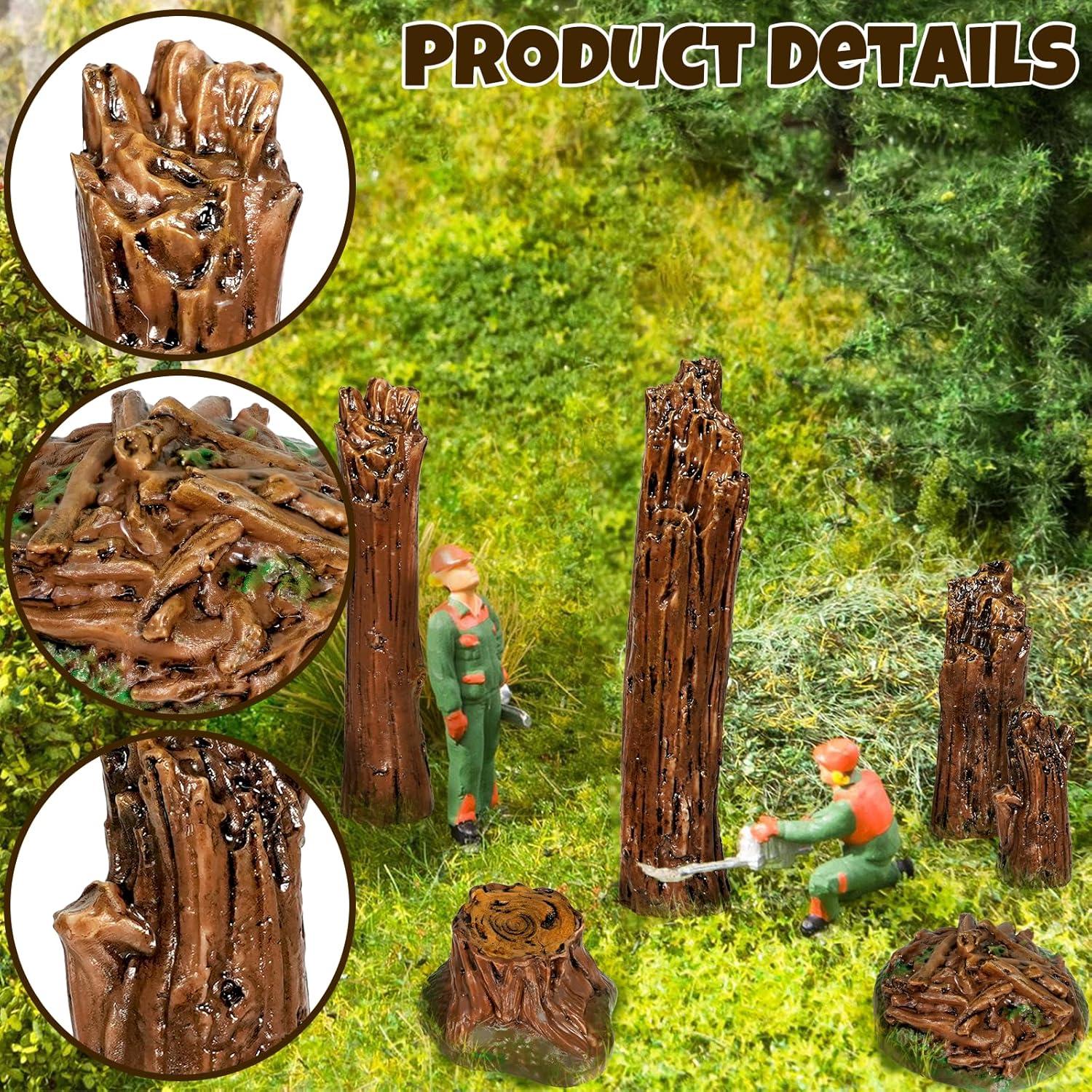 Adornos de Jardín Miniatura Warmtree - 6 Figuras de Roca y Tocón