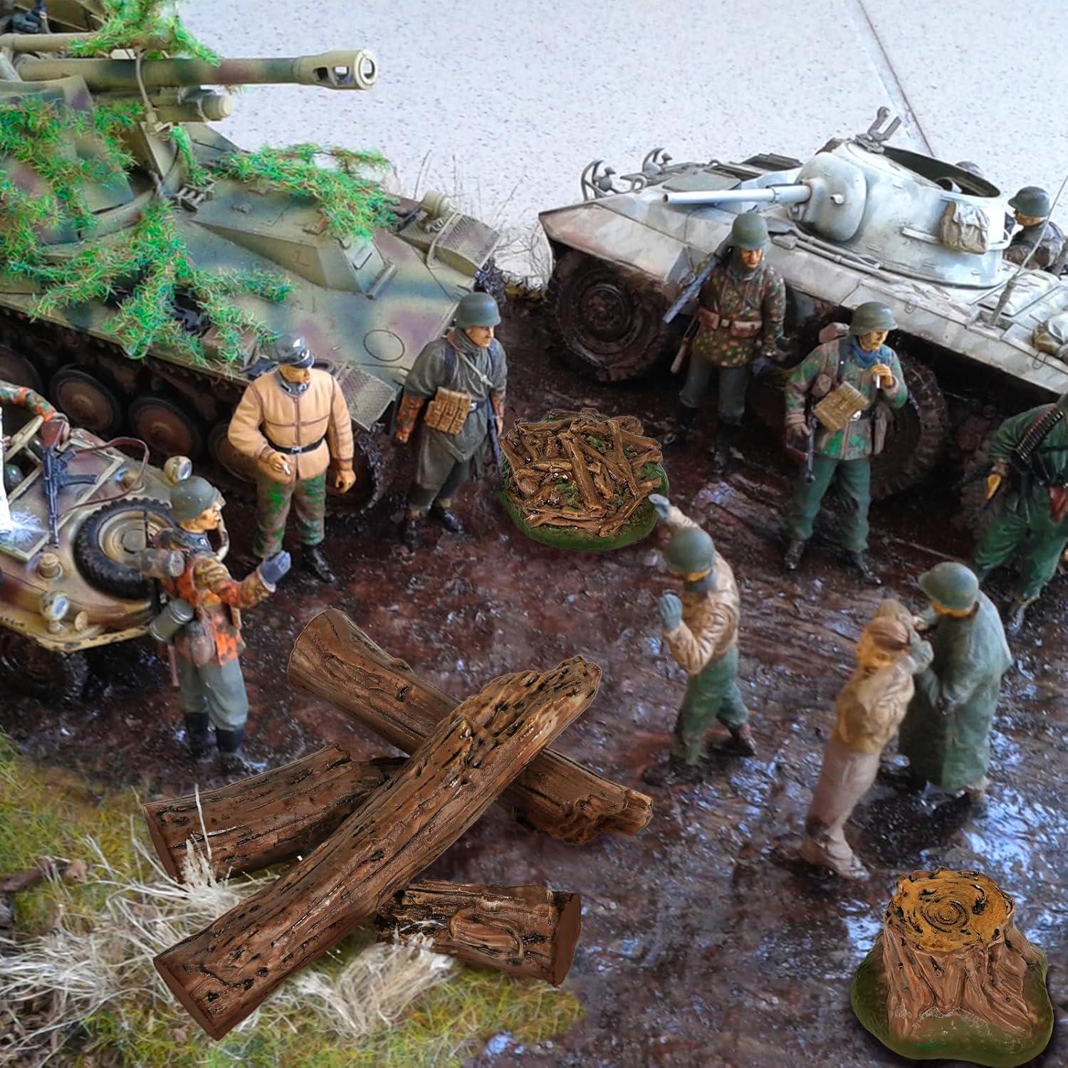 Adornos de Jardín Miniatura Warmtree - 6 Figuras de Roca y Tocón