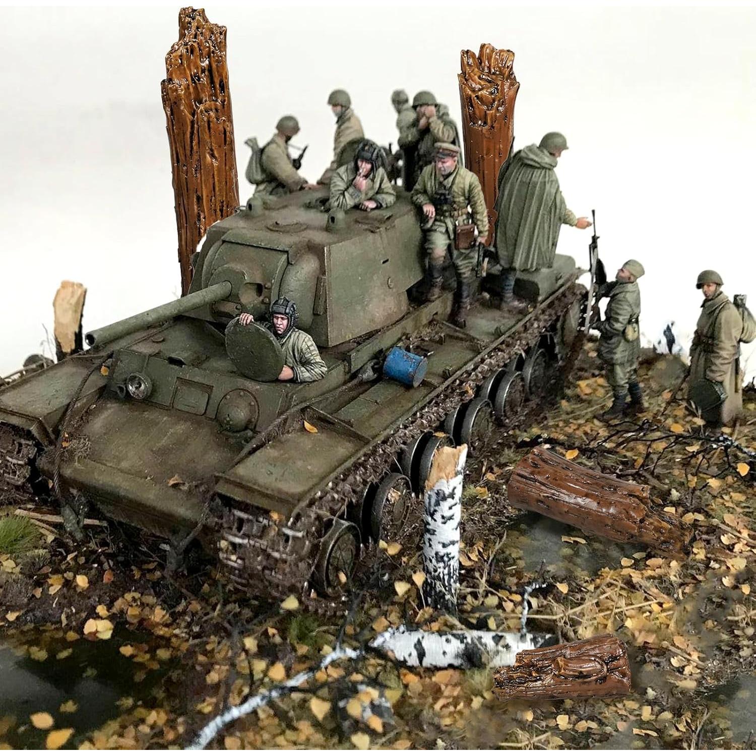 Adornos de Jardín Miniatura Warmtree - 6 Figuras de Roca y Tocón