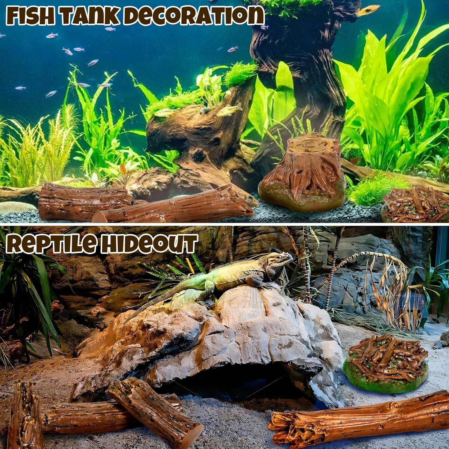 Adornos de Jardín Miniatura Warmtree - 6 Figuras de Roca y Tocón