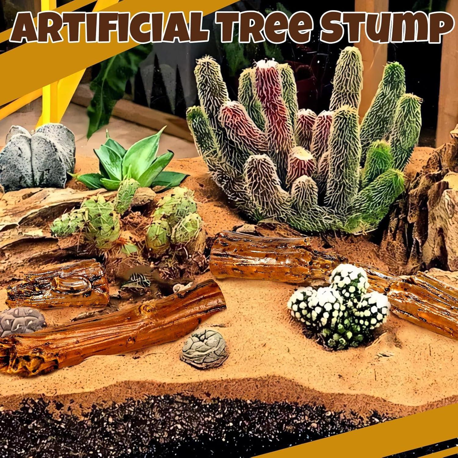 Adornos de Jardín Miniatura Warmtree - 6 Figuras de Roca y Tocón