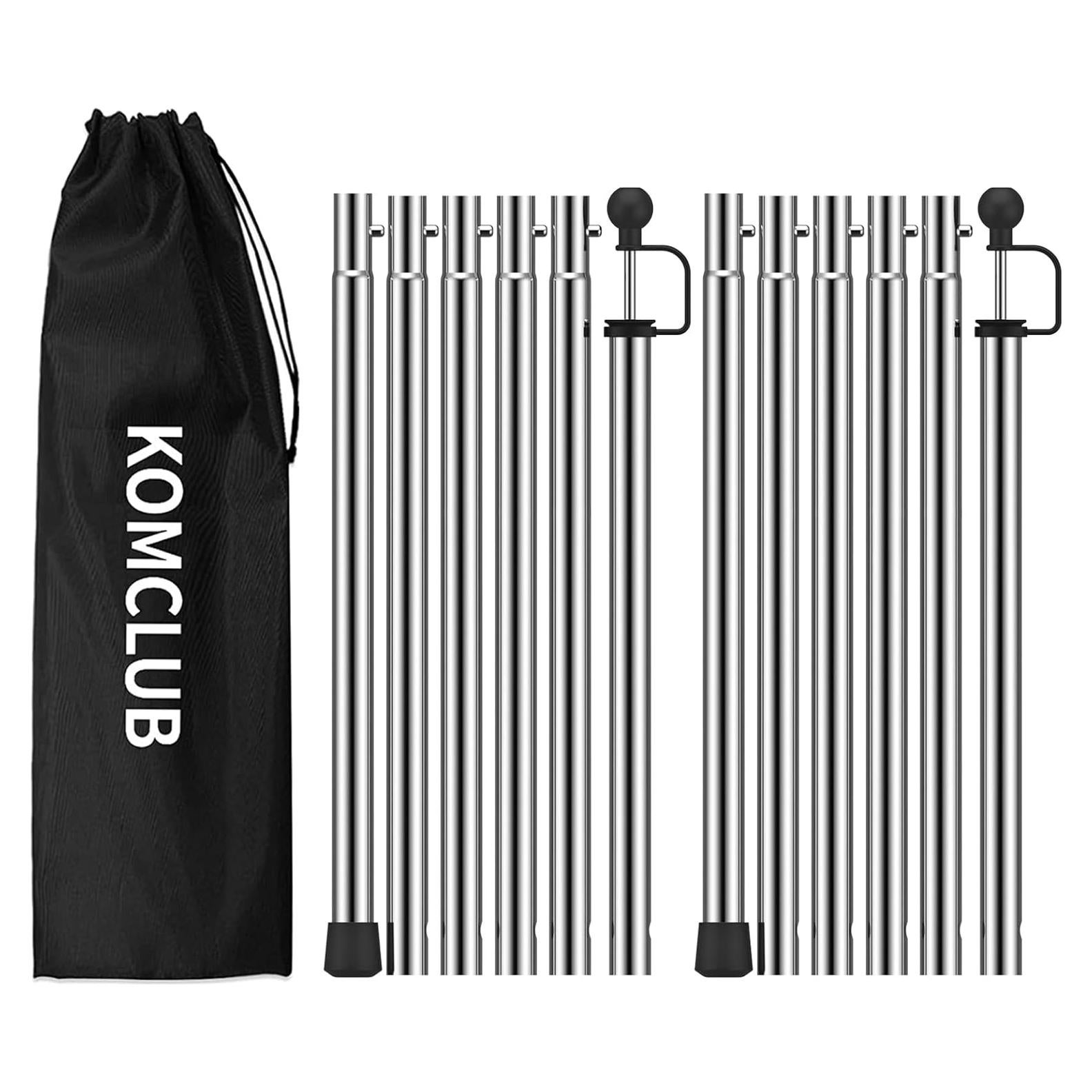 KOMCLUB Poste Telescópico Ajustable de Acero Inoxidable 240 cm