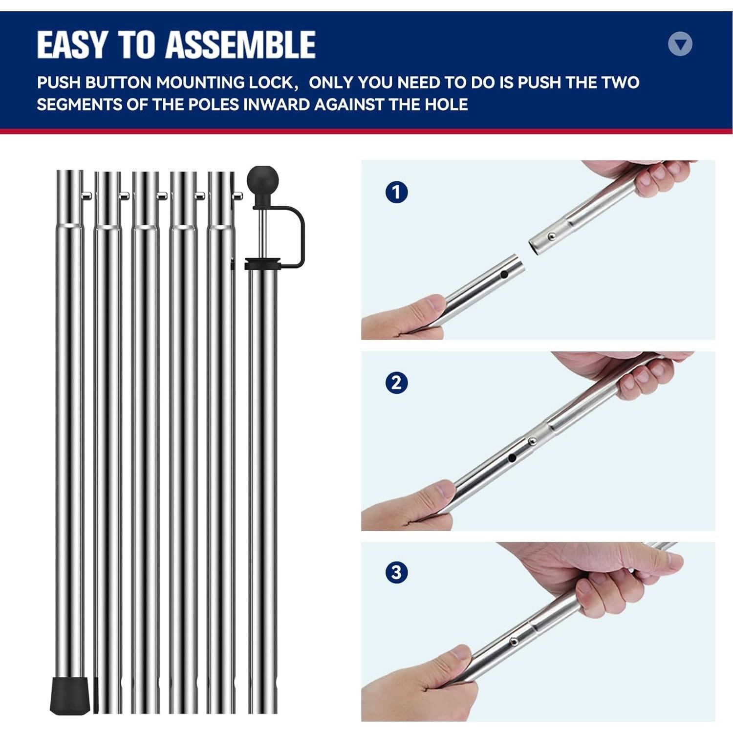 KOMCLUB Poste Telescópico Ajustable de Acero Inoxidable 240 cm