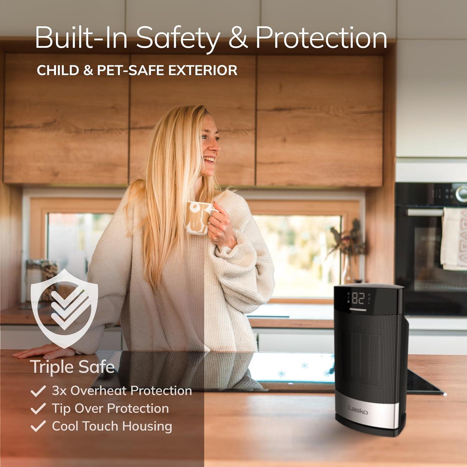 Calentador de mesa cerámico Lasko Ellipse 1500W negro