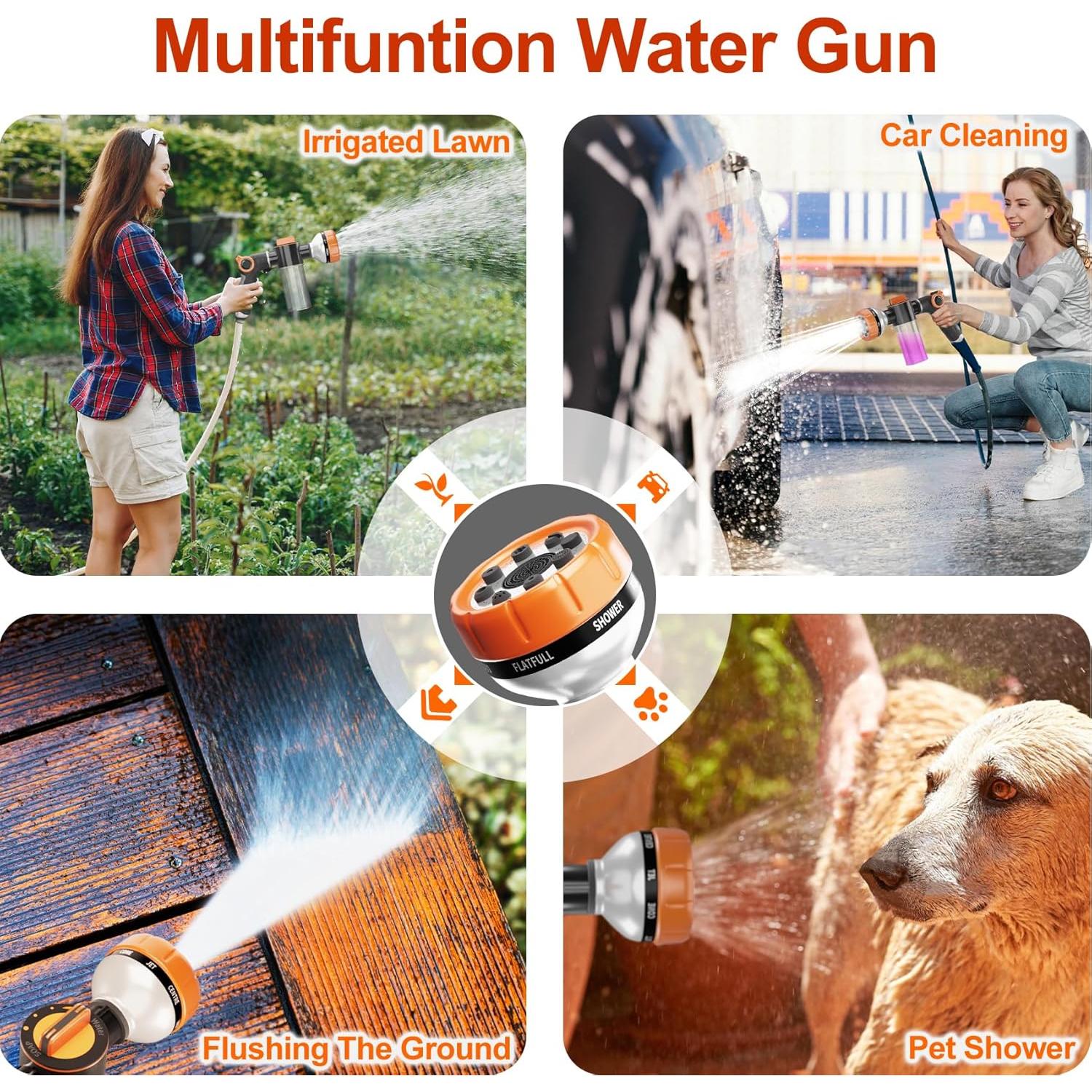 Upgraded Dog Wash Hose Attachment, Dog Shower Attachment,8-in-1 Mode Dog Shampoo Sprayer with 3.5oz 100cc Soap Dispenser, for Pet Washing Irrigated Lawn Patio Car Cleaning