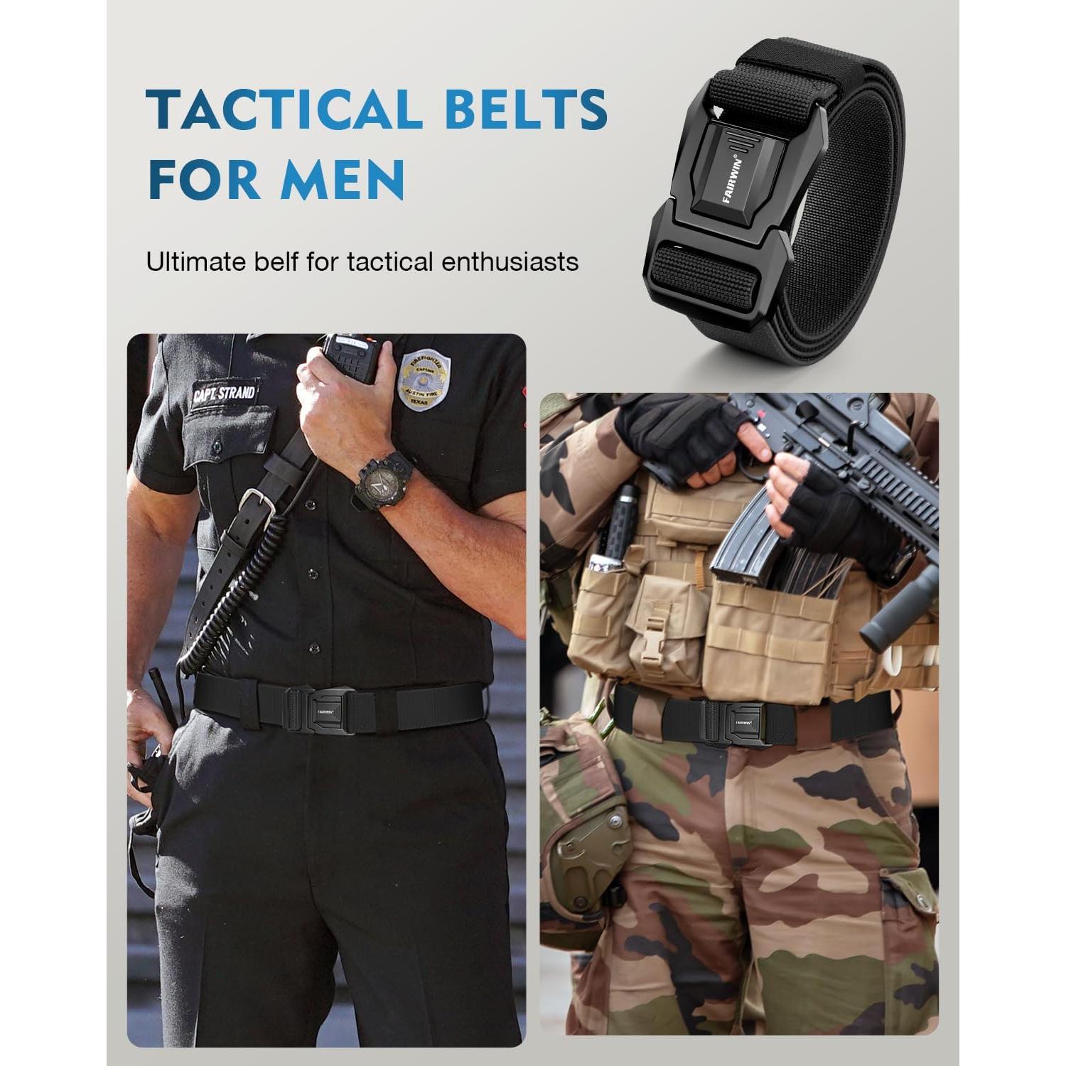 Cinturón FAIRWIN táctico elástico 115 cm negro para hombres