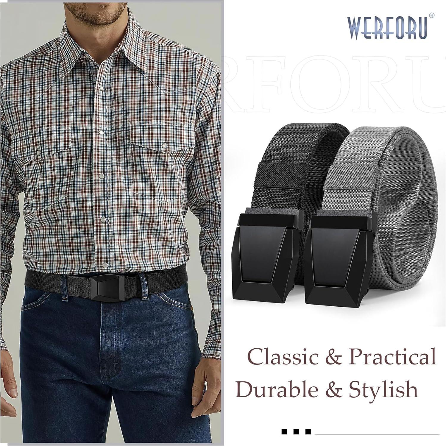 Cinturón Táctico Nylon WERFORU 2 Pack Ajustable 44 cm