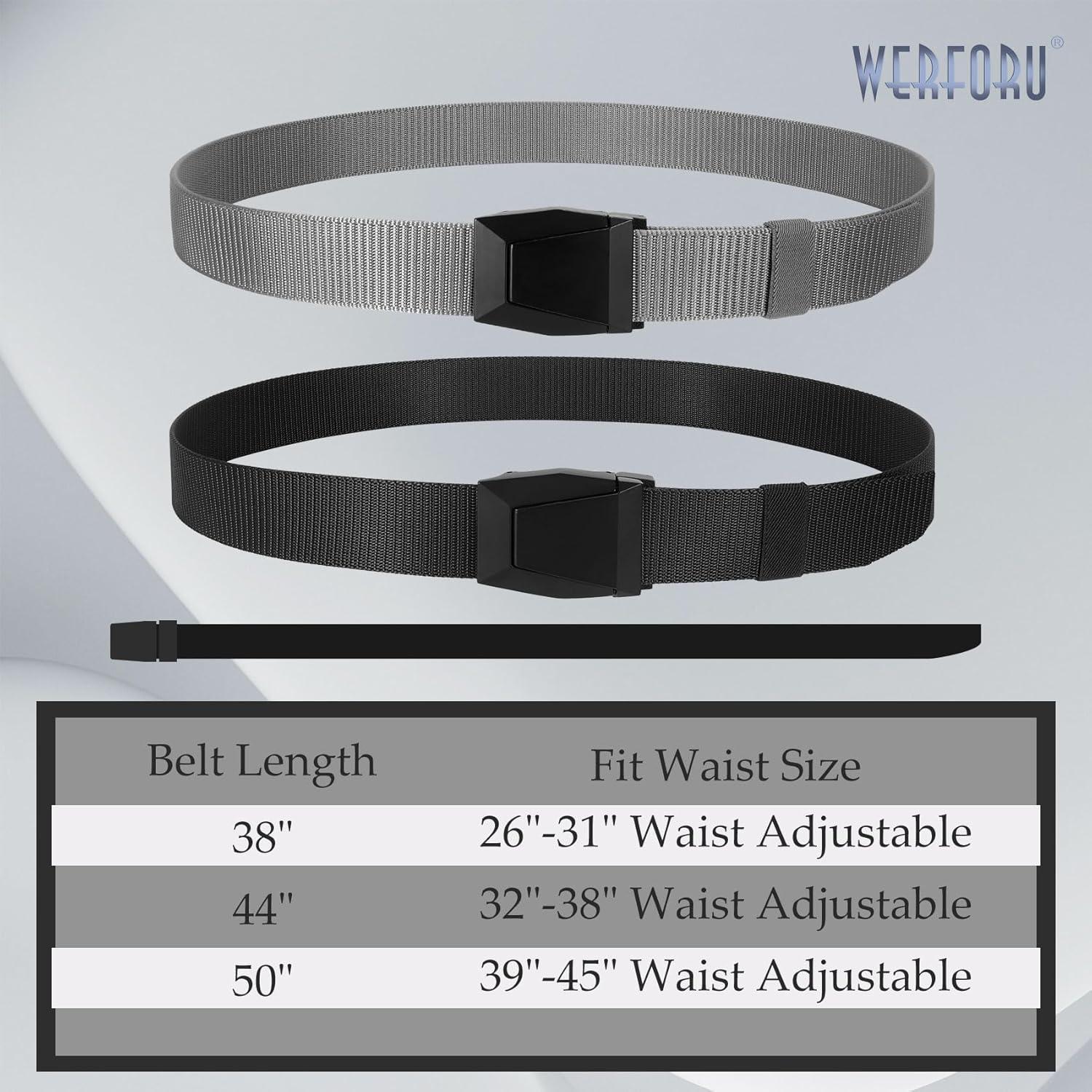 Cinturón Táctico Nylon WERFORU 2 Pack Ajustable 44 cm