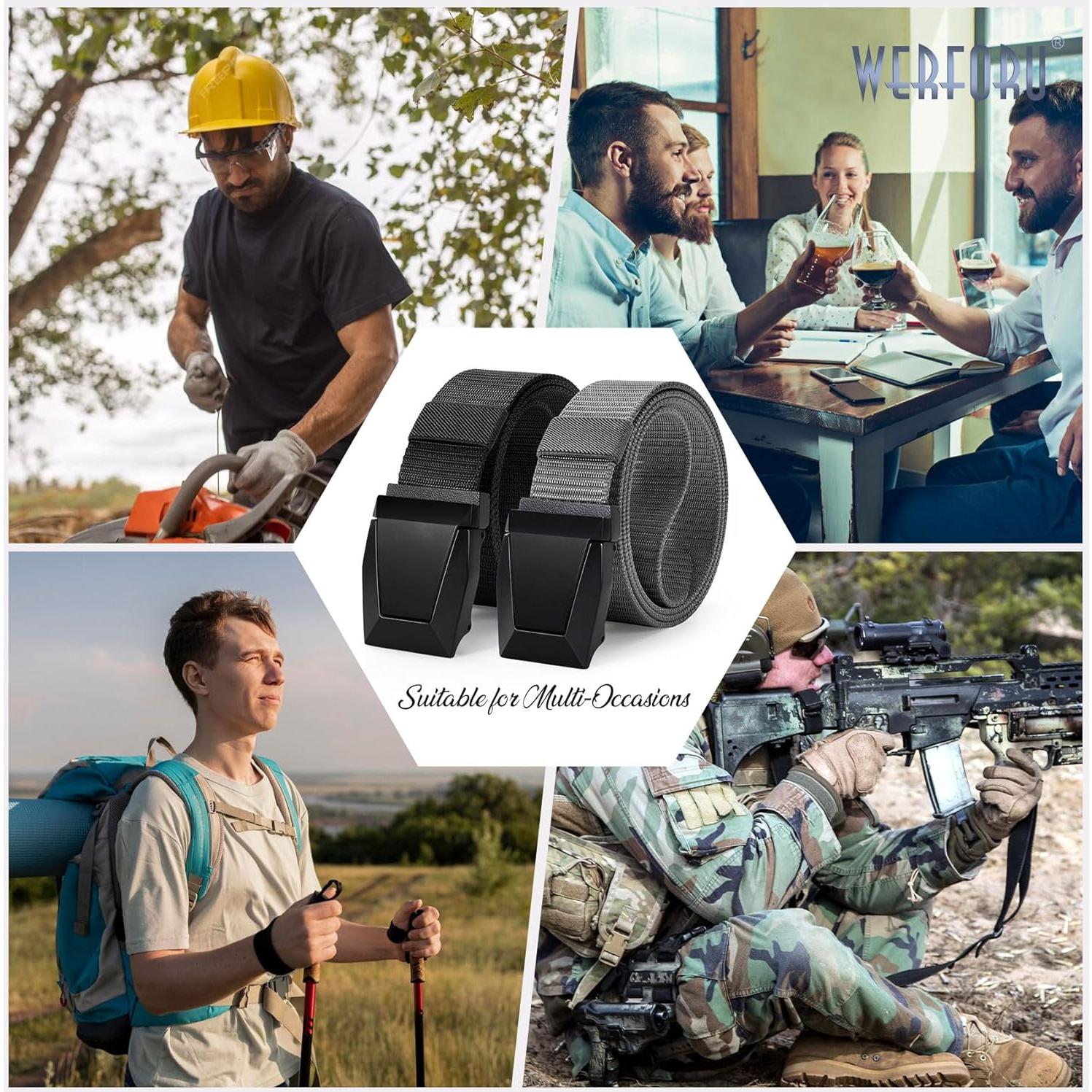 Cinturón Táctico Nylon WERFORU 2 Pack Ajustable 44 cm