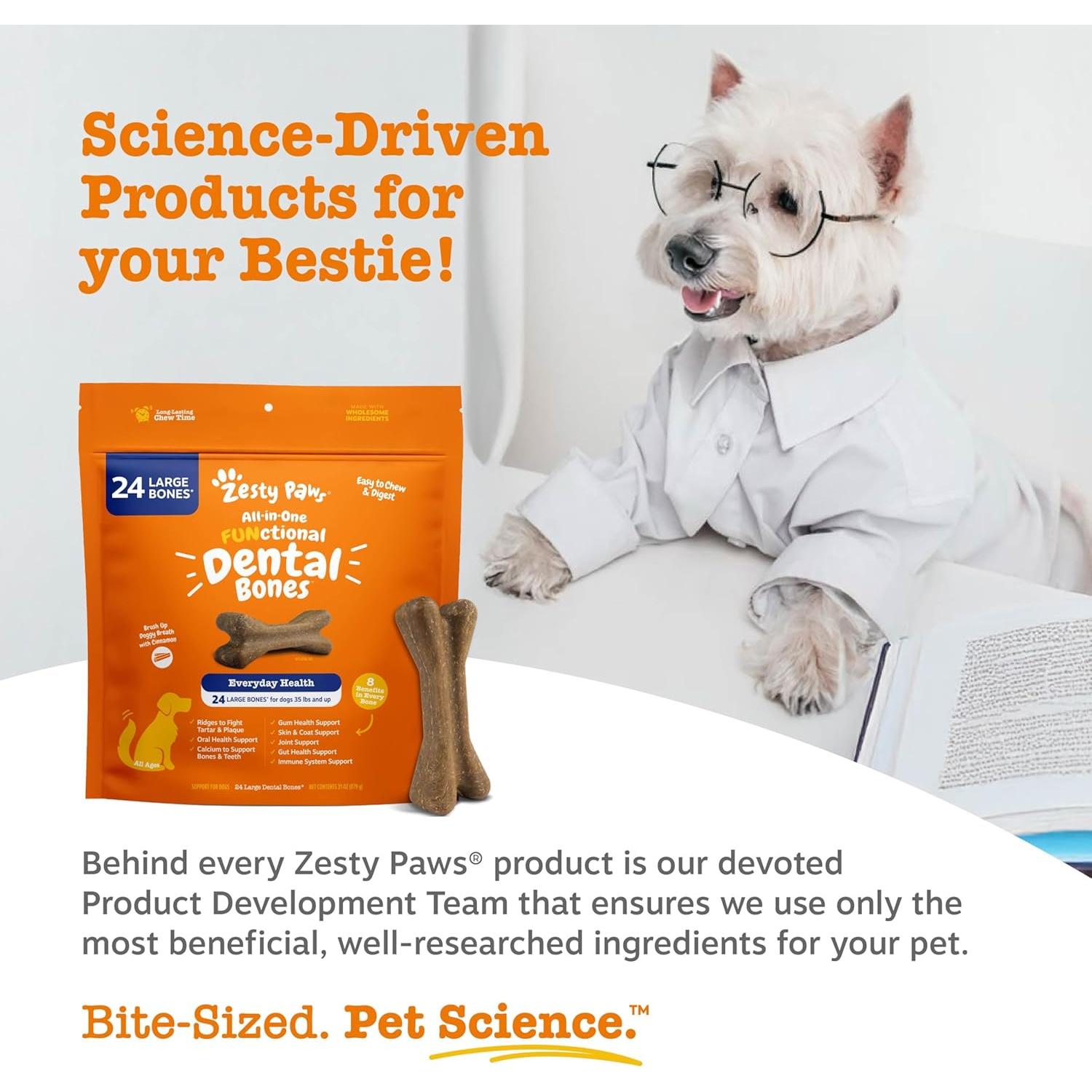 Huesos Dentales Zesty Paws Medianos - 12 unidades - Canela