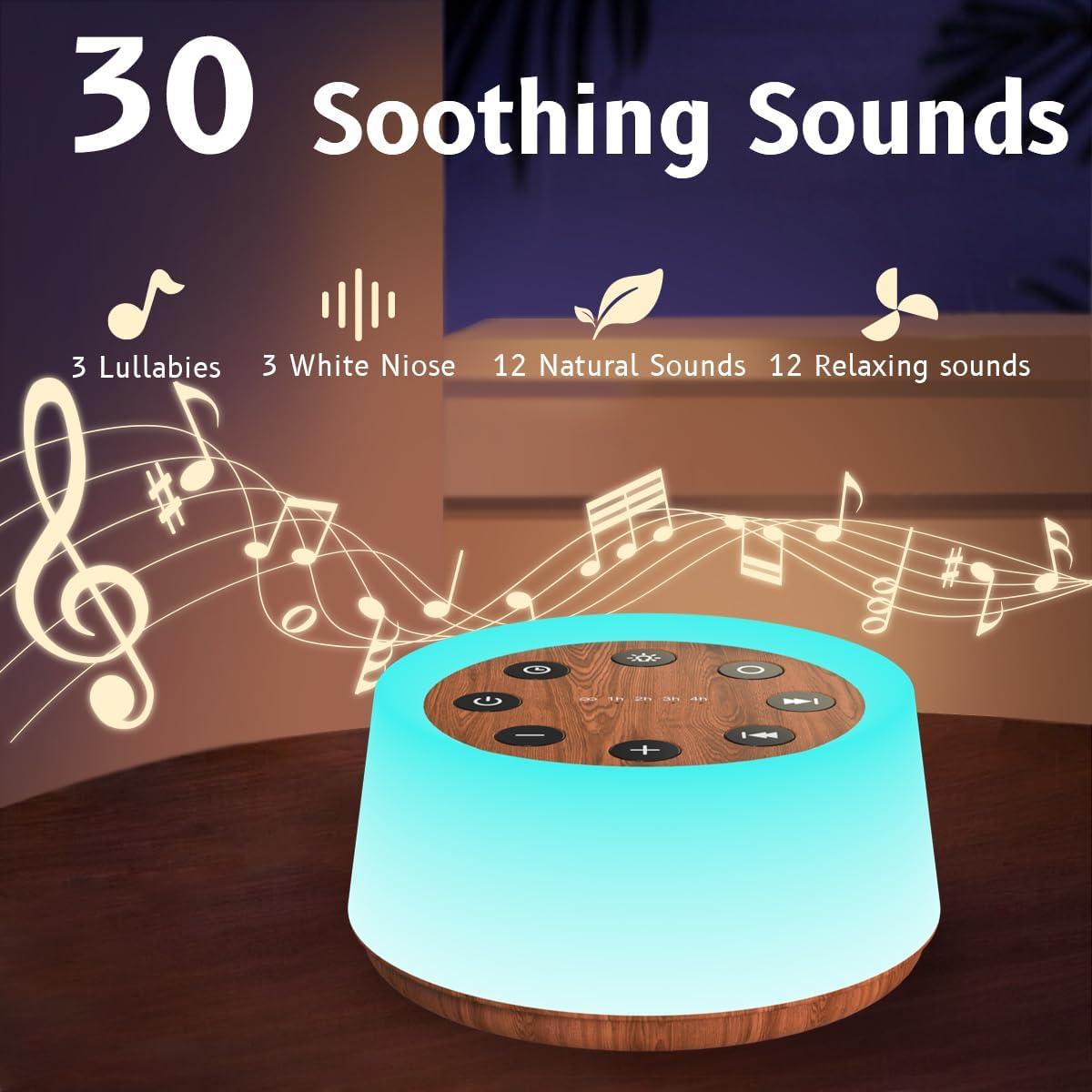 Máquina de Sonido ColorsNoise T-Madera con 30 Sonidos y Luz