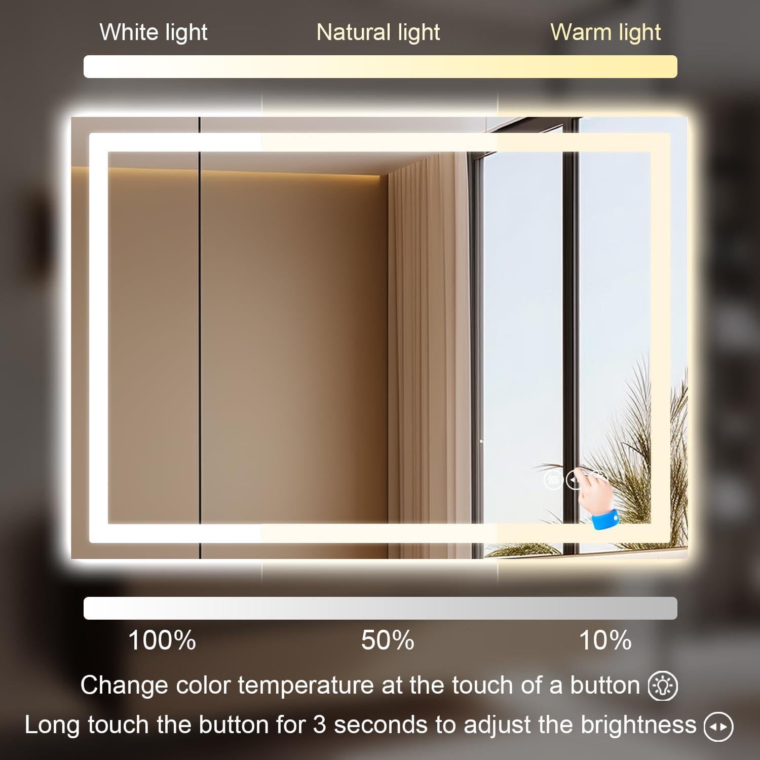 Espejo de Baño LED Zeerry 50.8x71.1cm Anti-vaho Táctil