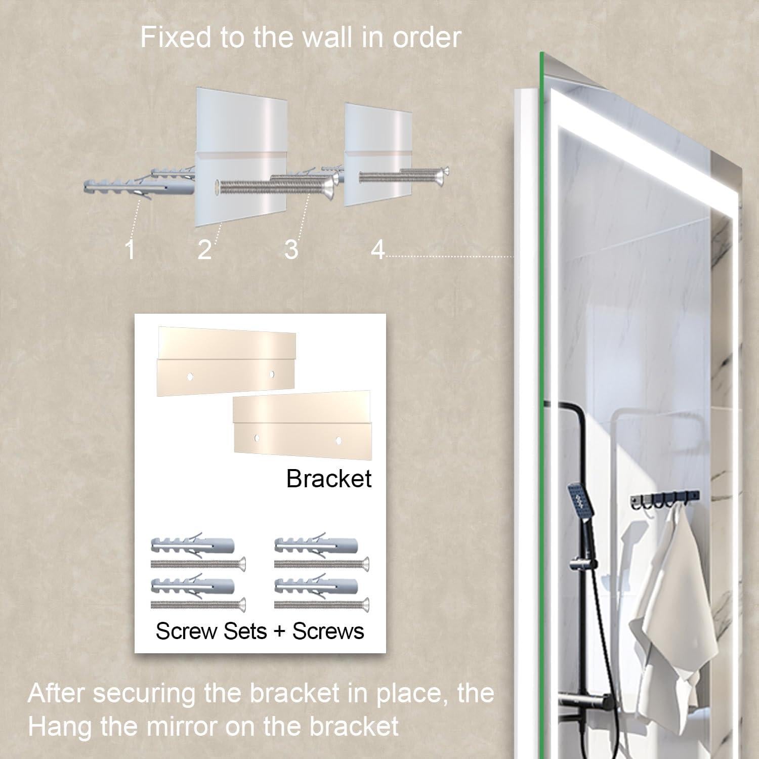 Espejo de Baño LED Zeerry 50.8x71.1cm Anti-vaho Táctil