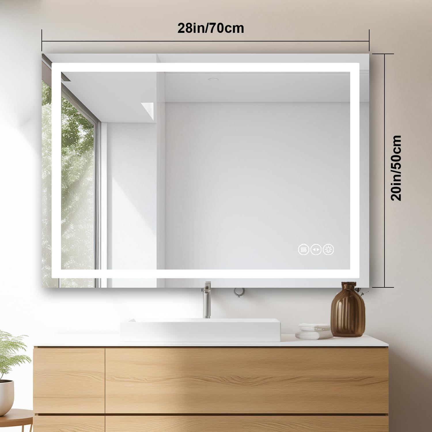 Espejo de Baño LED Zeerry 50.8x71.1cm Anti-vaho Táctil