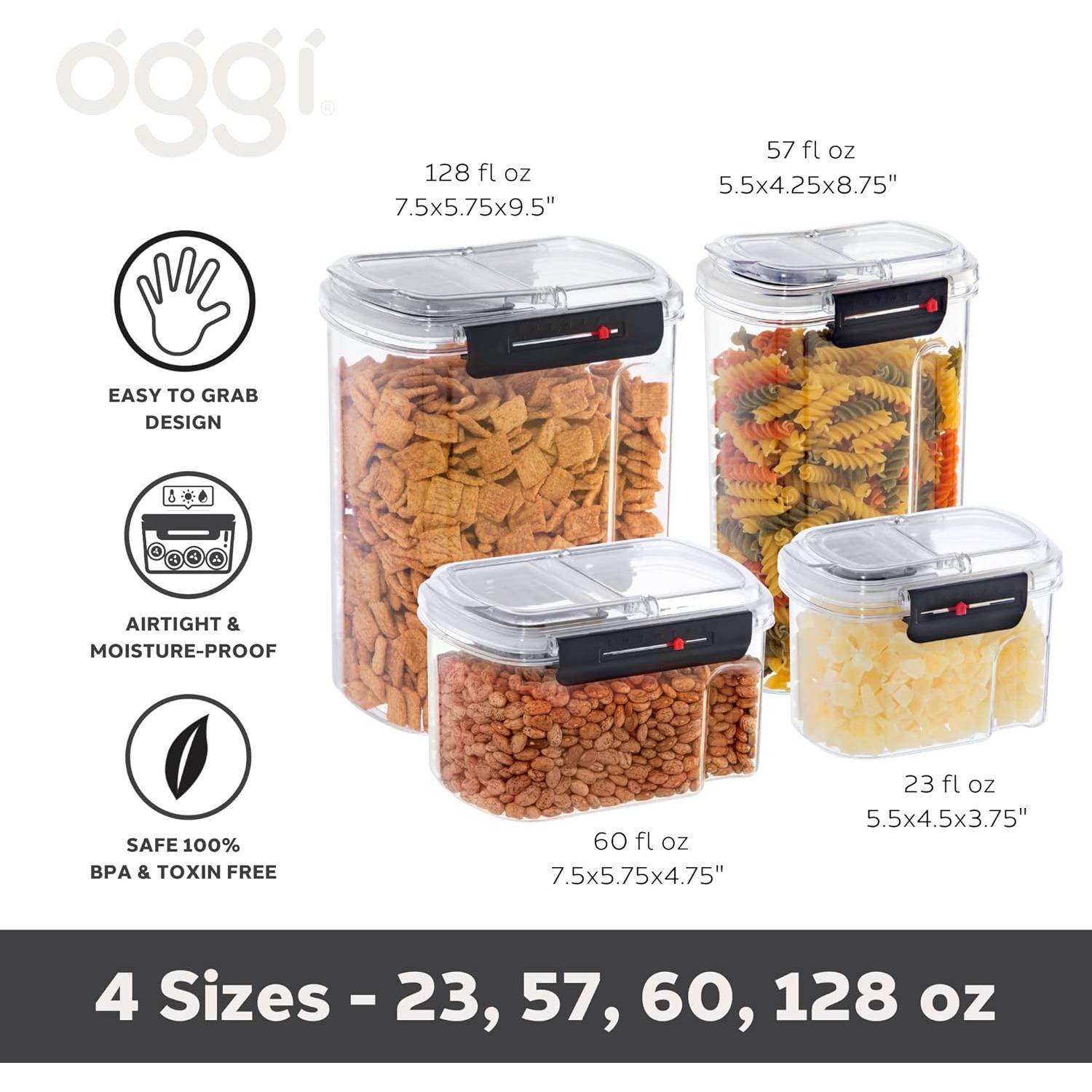 Contenedores de Almacenamiento Oggi Easi Grip, Juego de 4, 0.68-3.8 lt