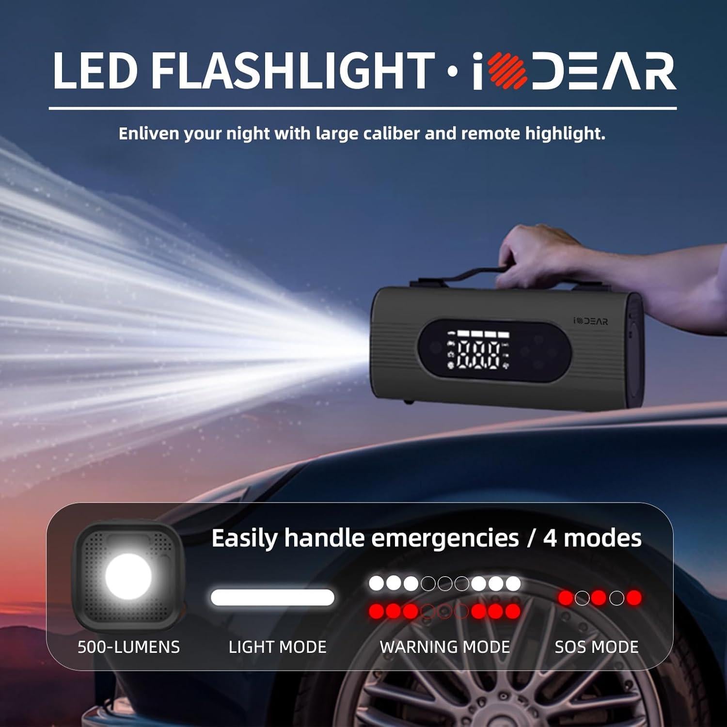 Arrancador de coche iODEAR S8 1000A con compresor y aspiradora