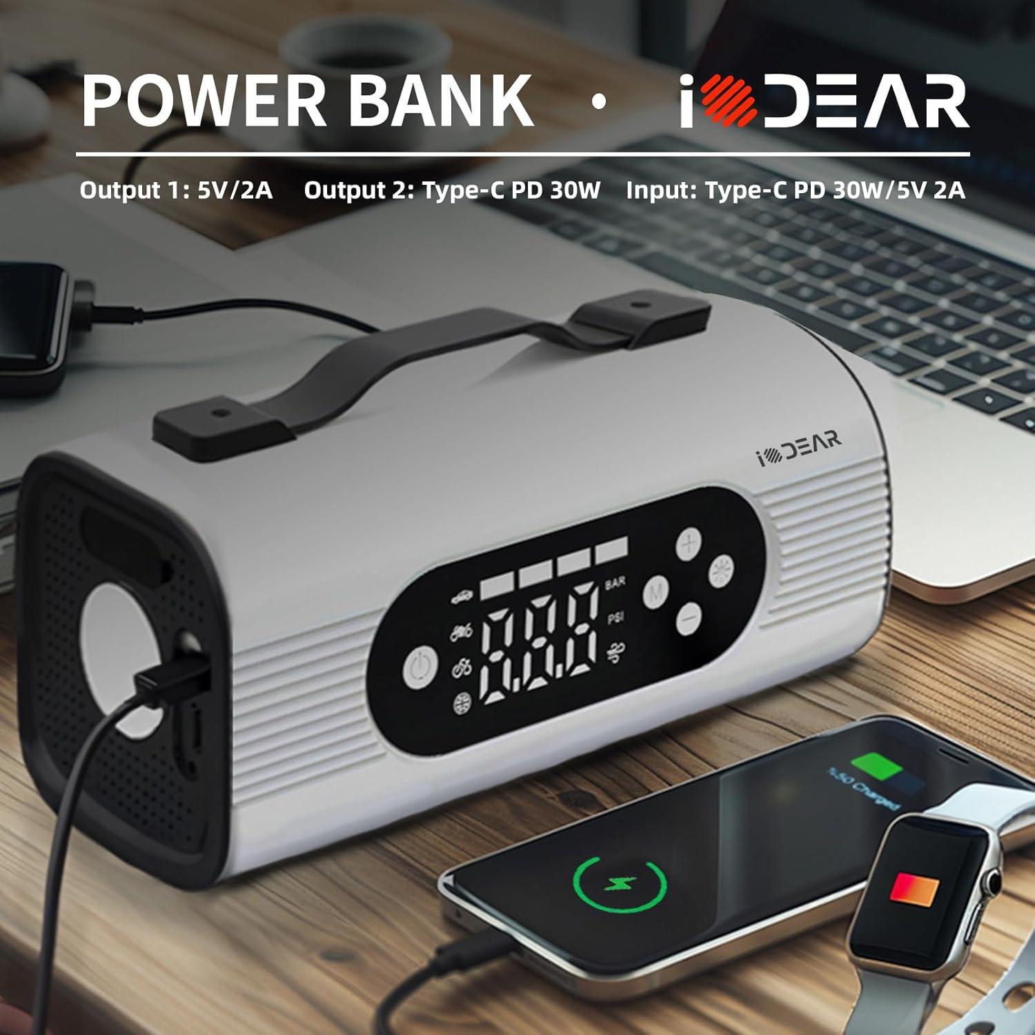 Arrancador de coche iODEAR S8 1000A con compresor y aspiradora