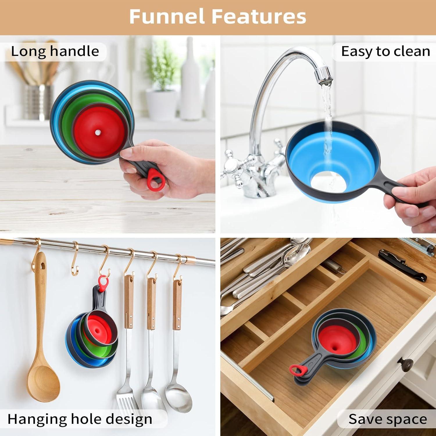 Conjunto de 3 embudos colapsables Dokpod para cocina