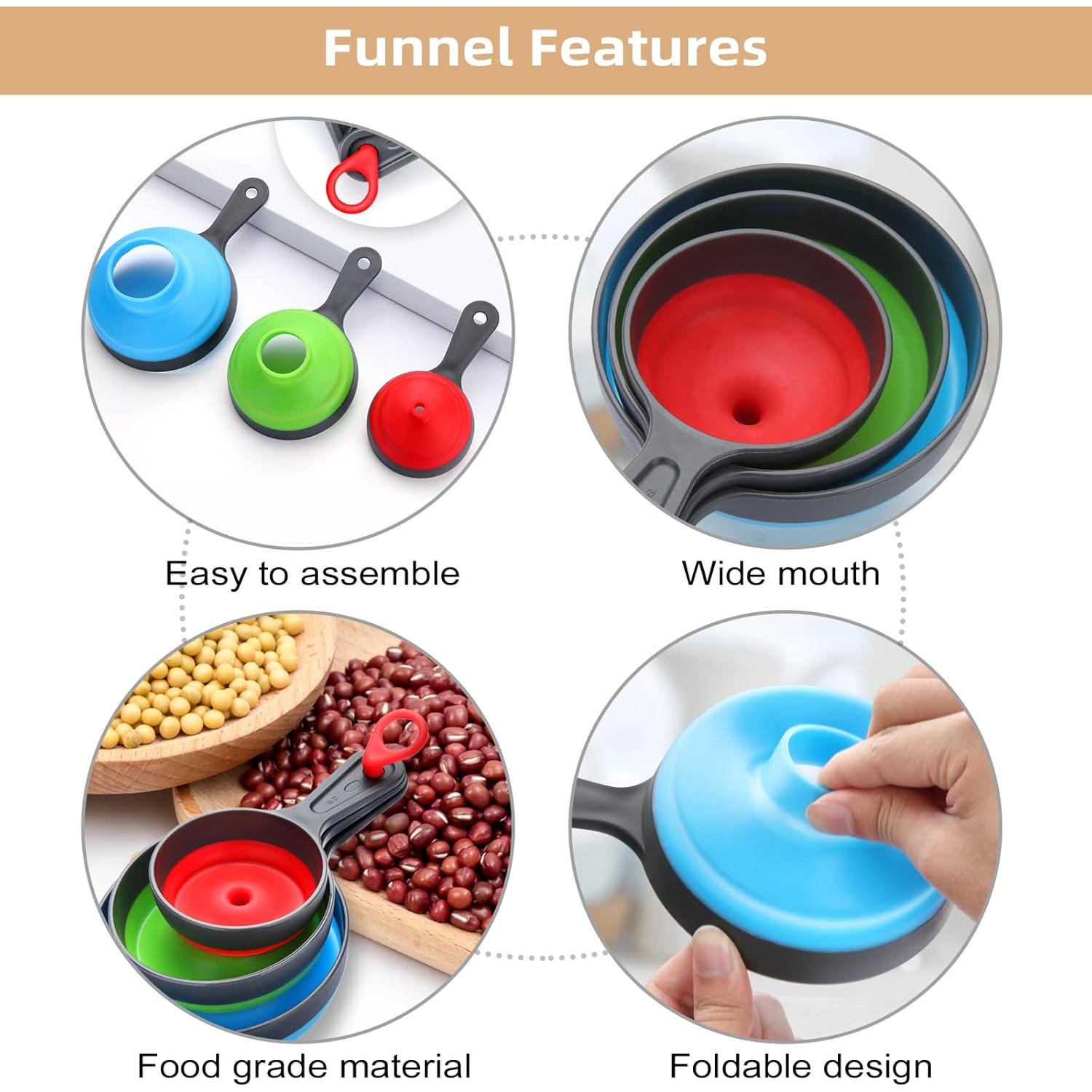 Conjunto de 3 embudos colapsables Dokpod para cocina