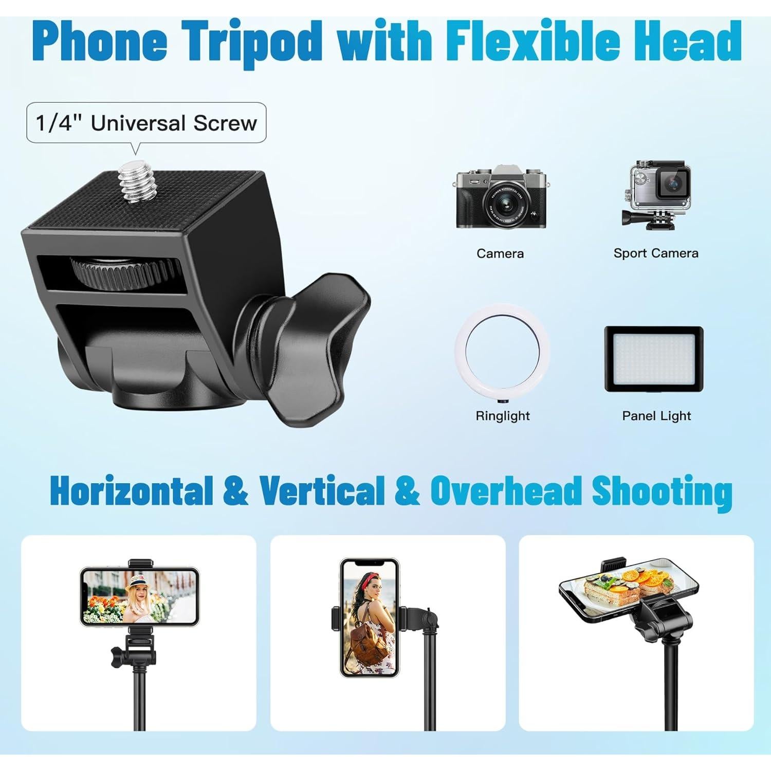 Victiv 70" Phone Tripod, Camera Stand Tripod with Remote and Phone Holder, Sturdy & Stable, Height Adjustable Selfie Stick Mode, Perfect for Selfies/Recording/Vlogging/Live Streaming