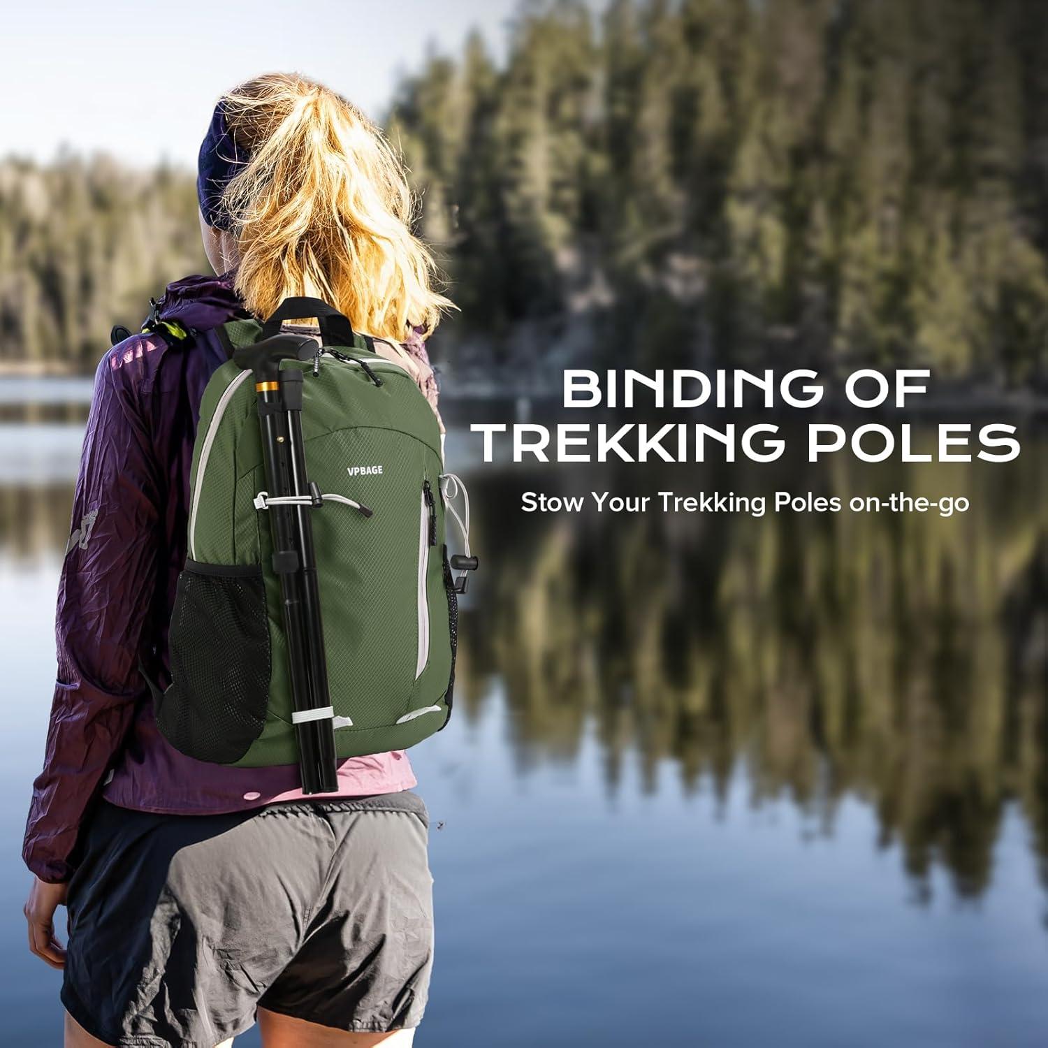 15L Water-resistant Hiking Daypack, Small Backpack Travel Outdoor, Lightweight Day Pack with Tool Loops