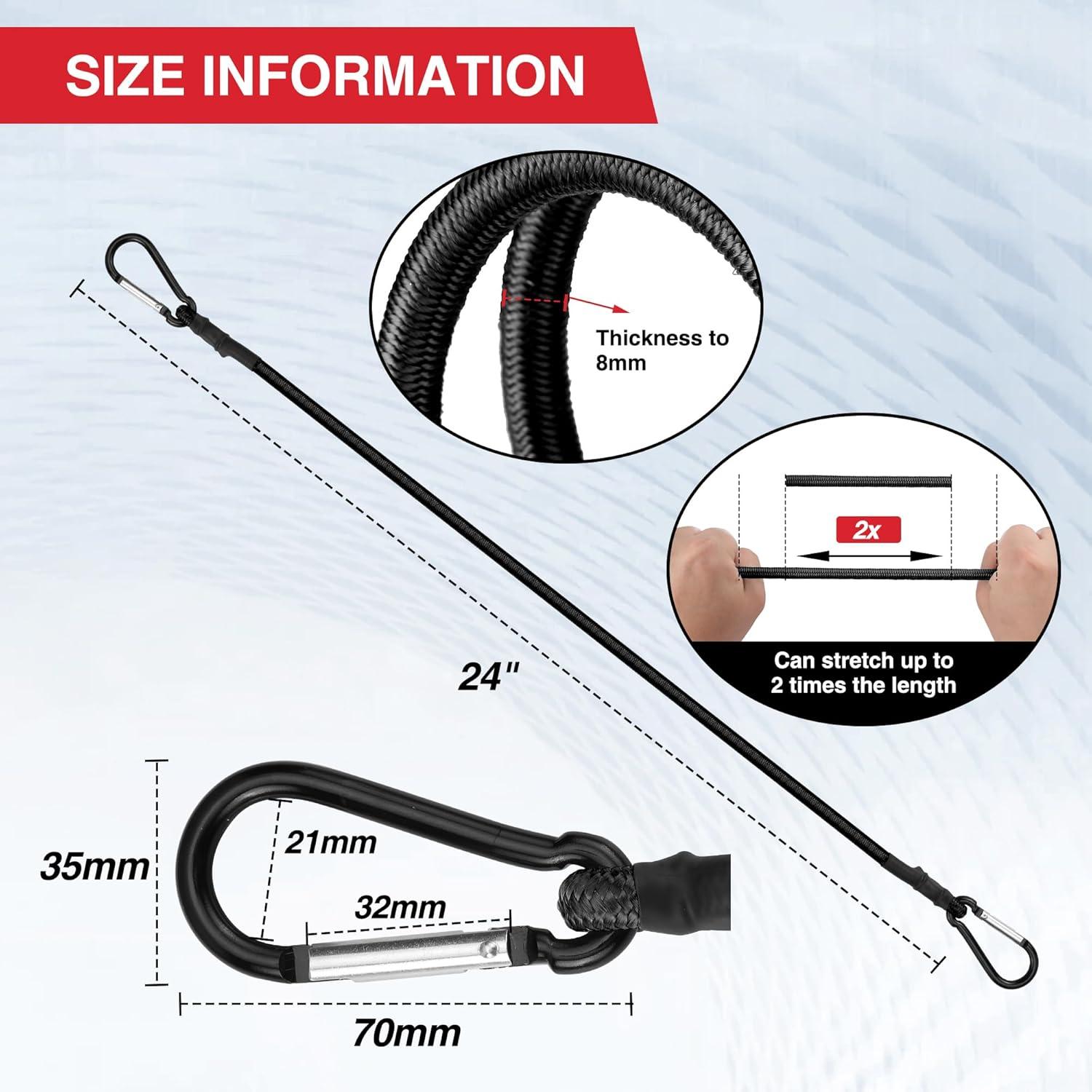 Cordones Elásticos WORKPRO 60 cm con Ganchos - Paquete de 4