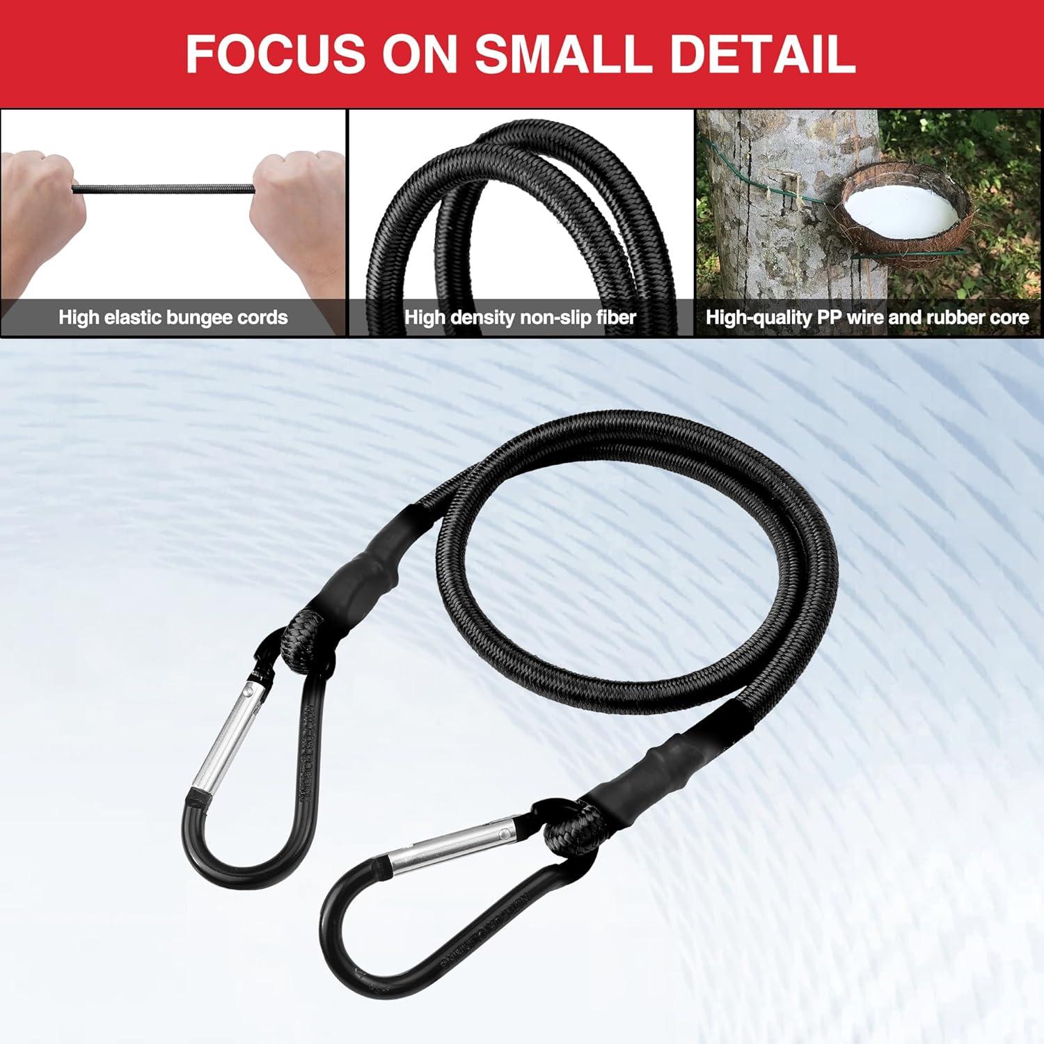 Cordones Elásticos WORKPRO 60 cm con Ganchos - Paquete de 4