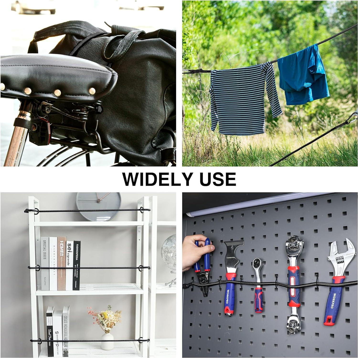 Cordones Elásticos WORKPRO 60 cm con Ganchos - Paquete de 4