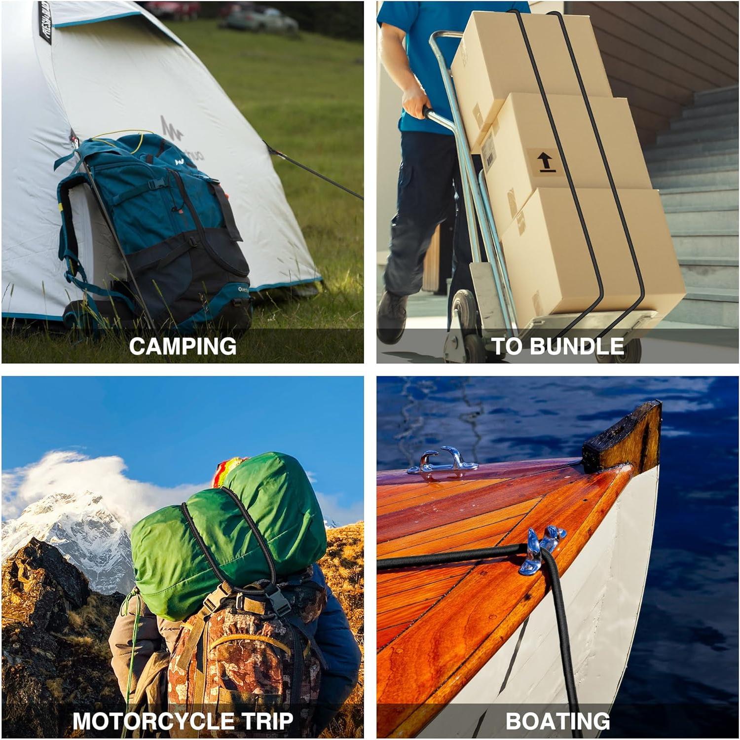 Cordones Elásticos WORKPRO 60 cm con Ganchos - Paquete de 4