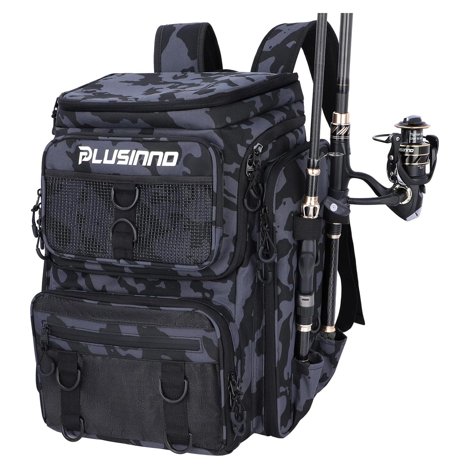 Mochila de Pesca PLUSINNO 42L Impermeable con 16 Bolsillos