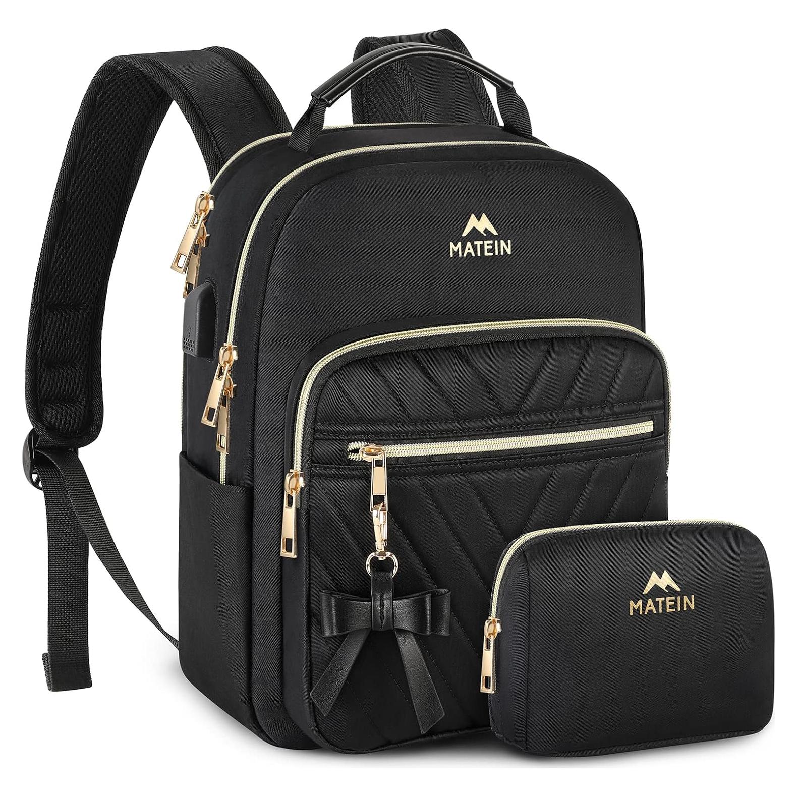 Mochila Impermeable MATEIN para Mujeres con Carga USB - Negra