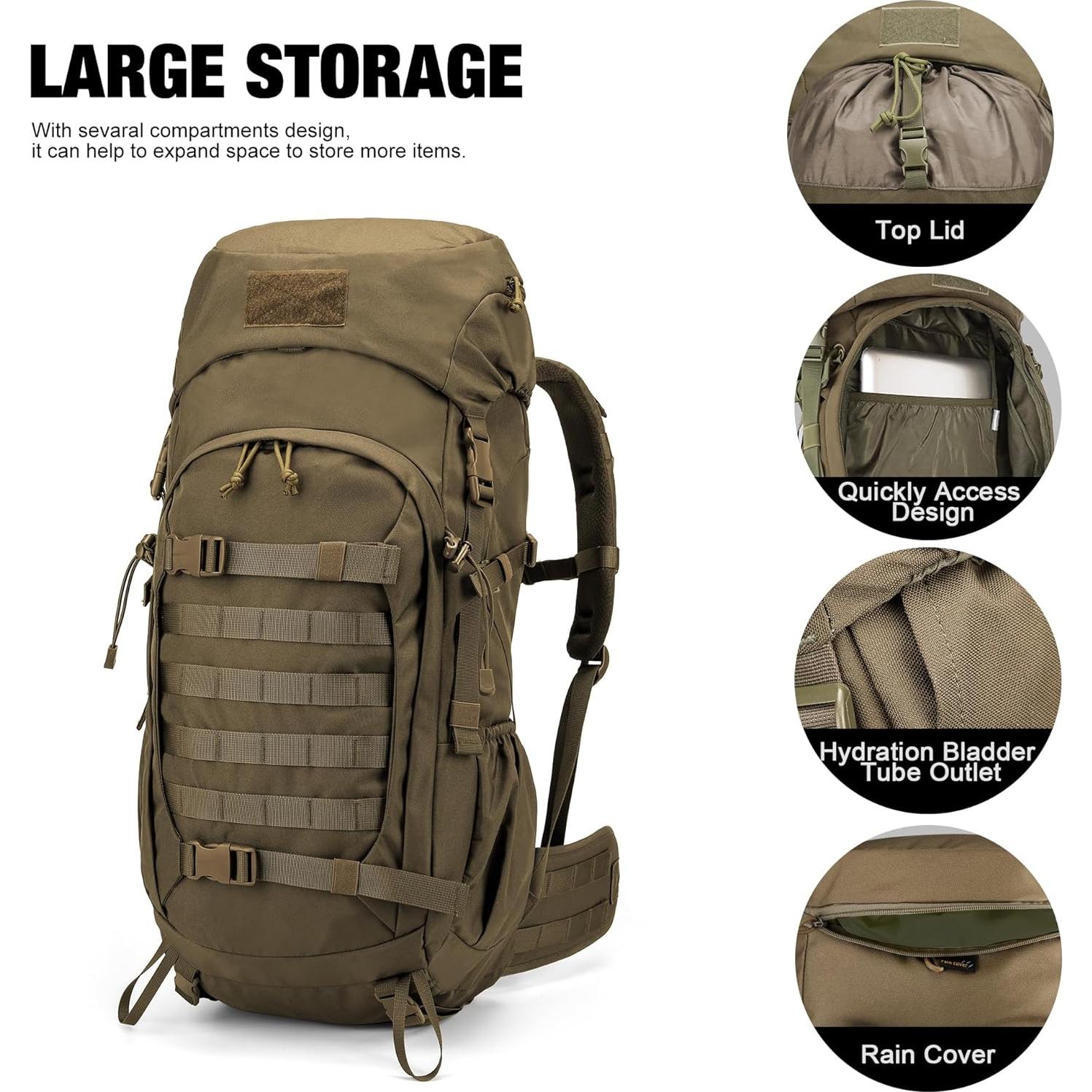 Mochila de Senderismo Mardingtop 50L con Funda para Lluvia