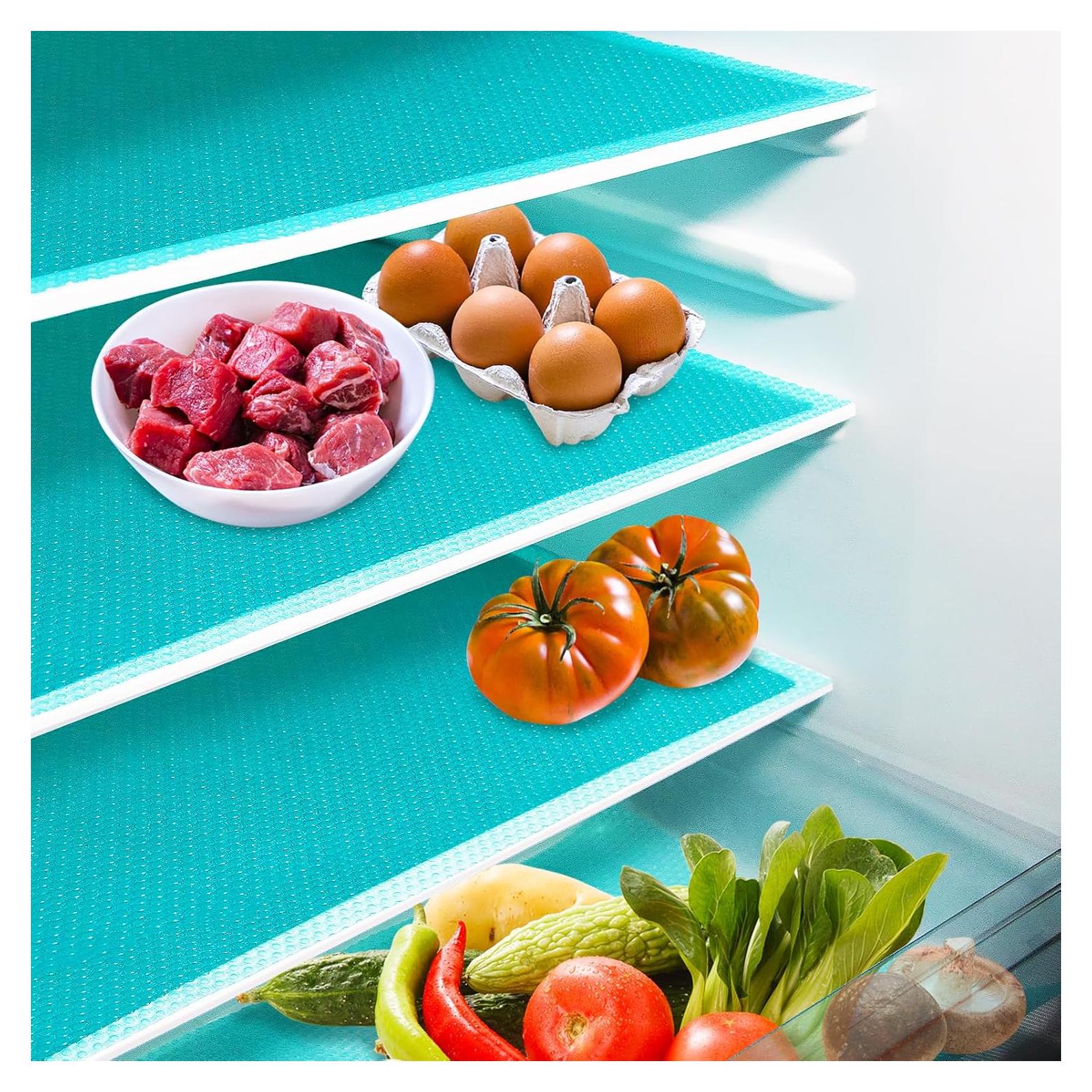 10Pcs Refrigerator Liners, Washable Fridge Liner Shelf Mats Refrigerator Pads for Cupboard Cabinet Drawer Home Kitchen Accessories Organization (Blue)