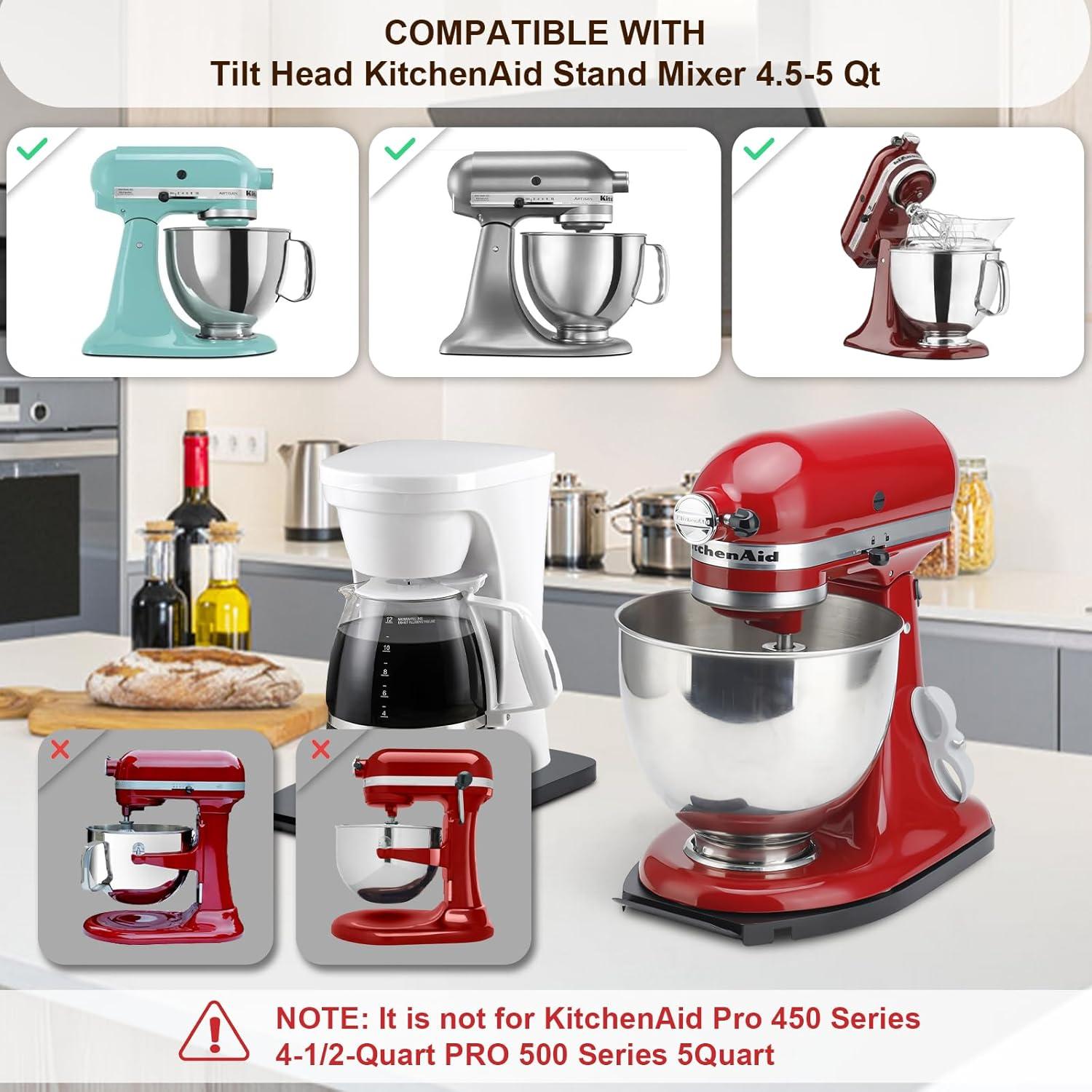 Sliding Tray for KitchenAid Stand Mixer 4.5-5 Qt,Kitchen Appliance Slide Tray with Smooth Rolling Wheels, Metal Black Rolling Tray Easy Moving Slider for Kitchen Countertop Appliances