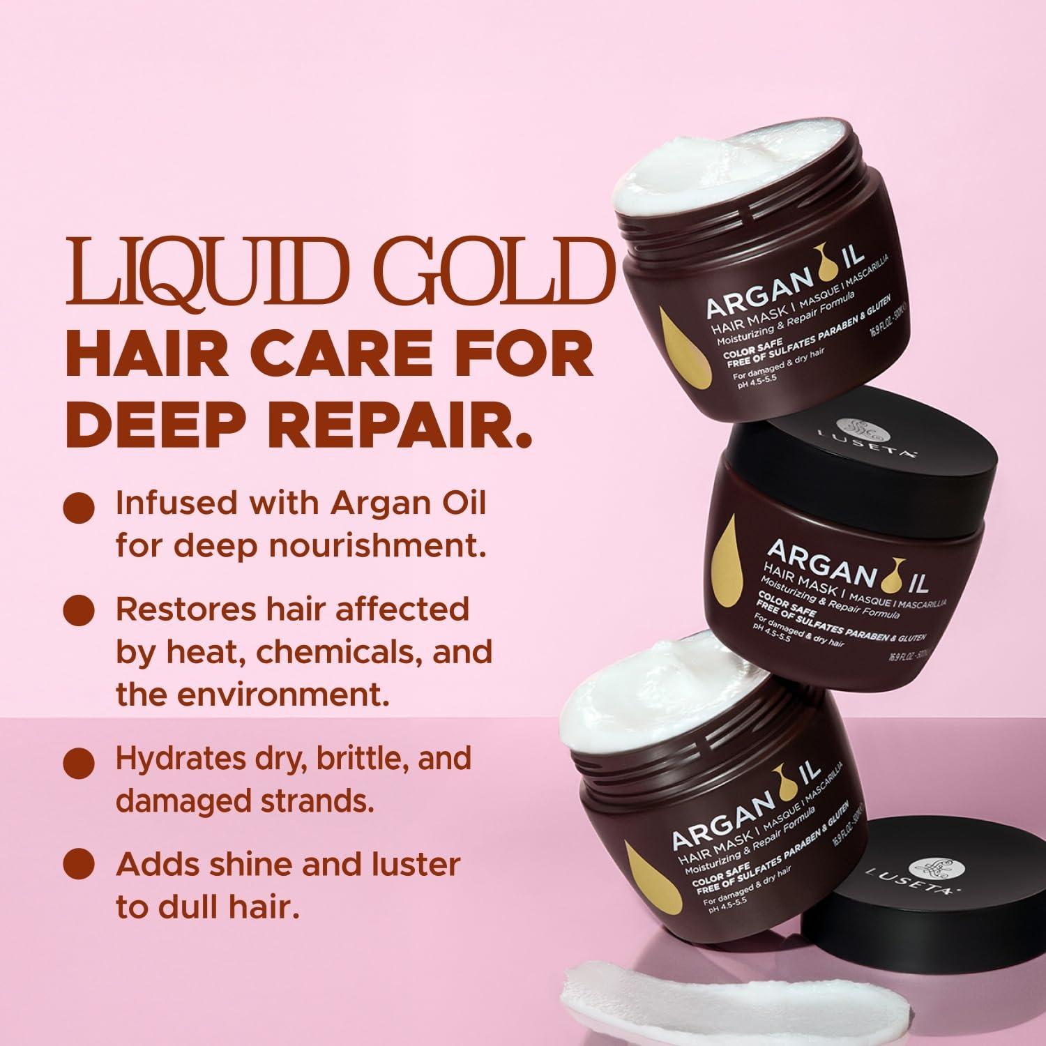 Mascarilla Hidratante Luseta Aceite de Argán 478 g para Cabello Dañado