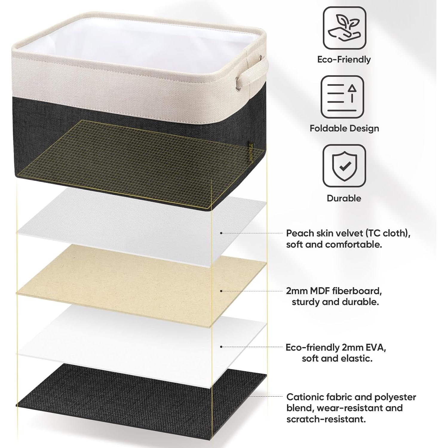 Cesta de Almacenamiento de Tela BALEINE 30.48x20.32cm Negra